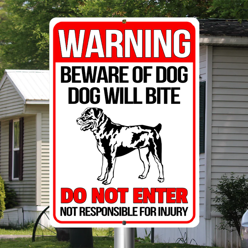 Rottweiler Dog Metal Signs - Warning Beware of Dog Will Bite Do Not Enter, Customized Dog Breed Metal Signs For House Decoration - Image 2