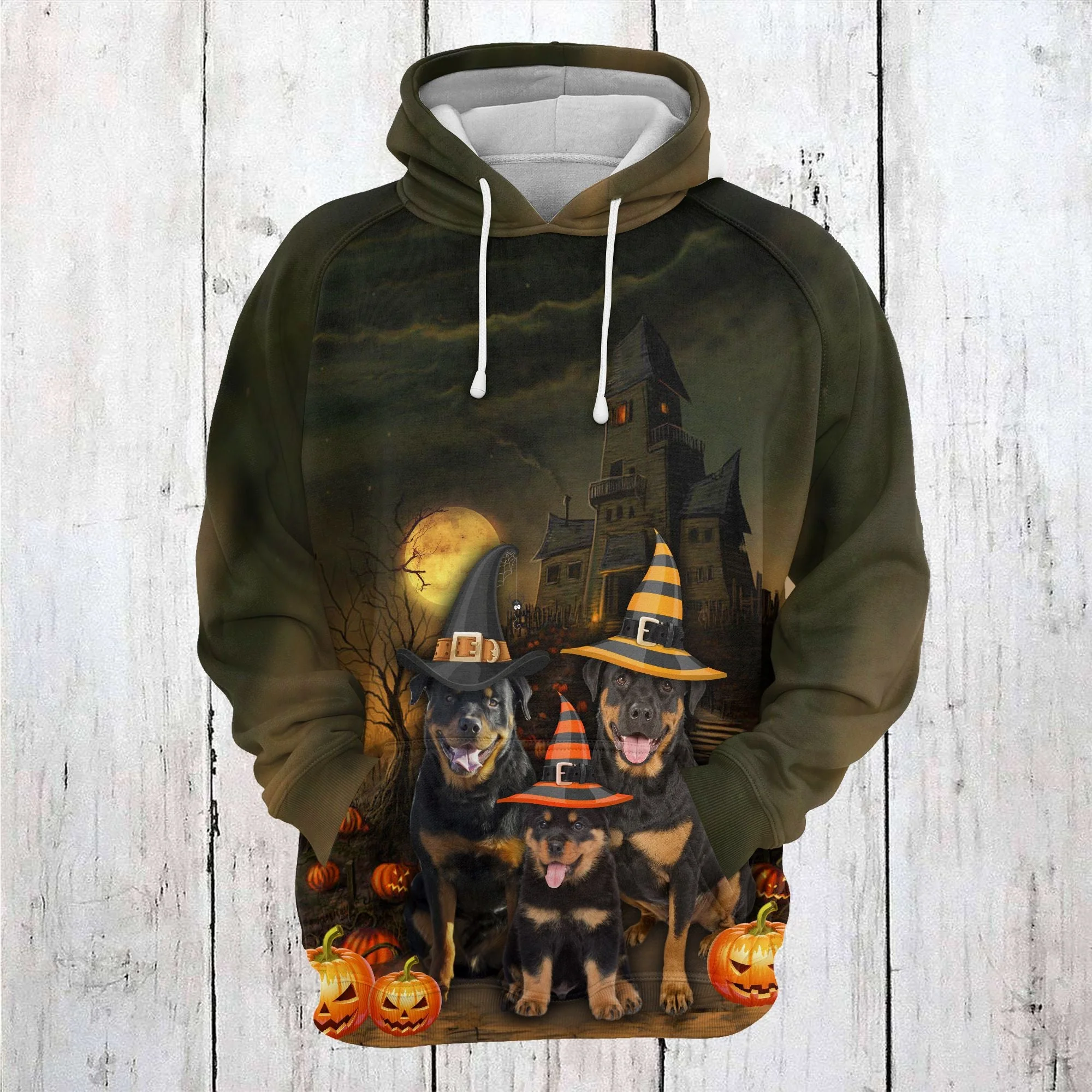 Rottweiler Halloween Night Pullover Premium Hoodie , Perfect Outfit For Men And Women On Christmas New Year Autumn Winter - Image 3