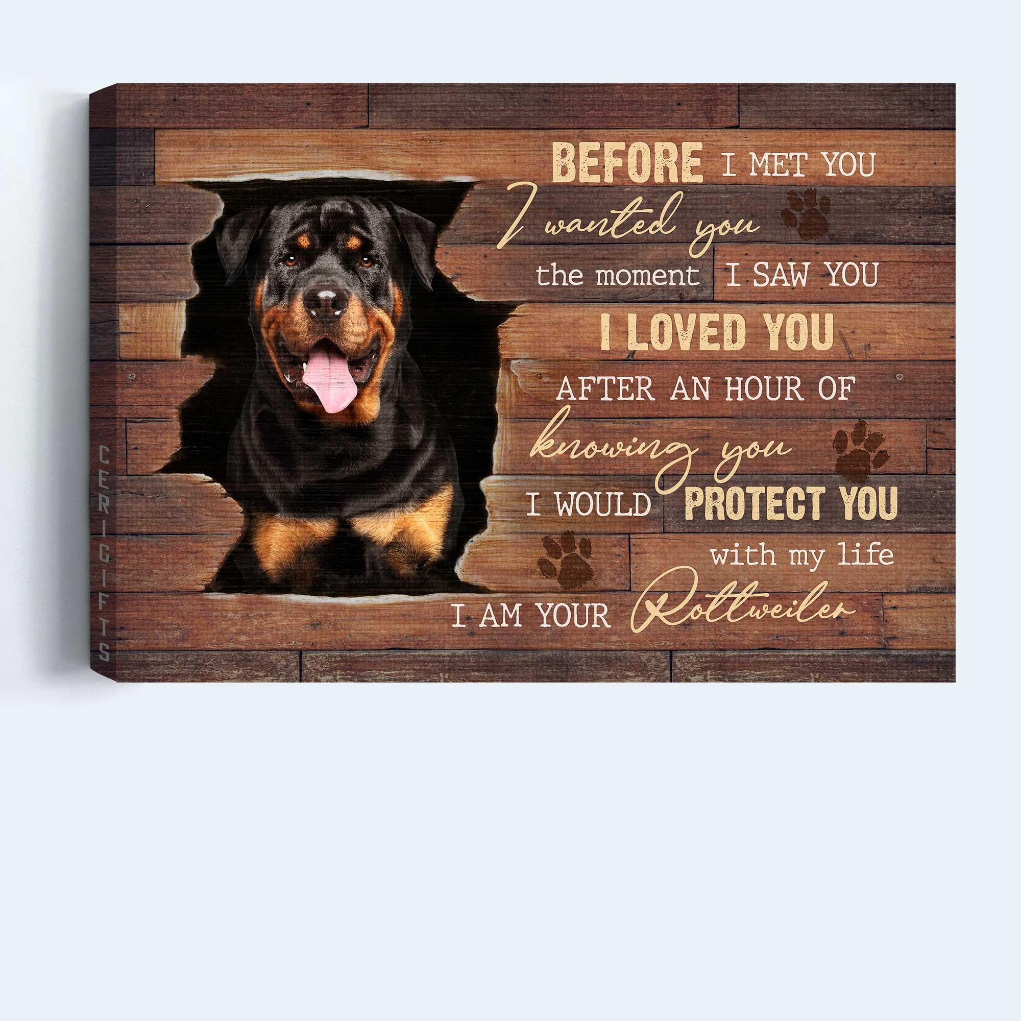 Rottweiler Landscape Canvas- Rottweiler dog, Broken wall - I would protect you with my life - Dog Landscape Canvas - Gift for dog lover, Family - Image 3