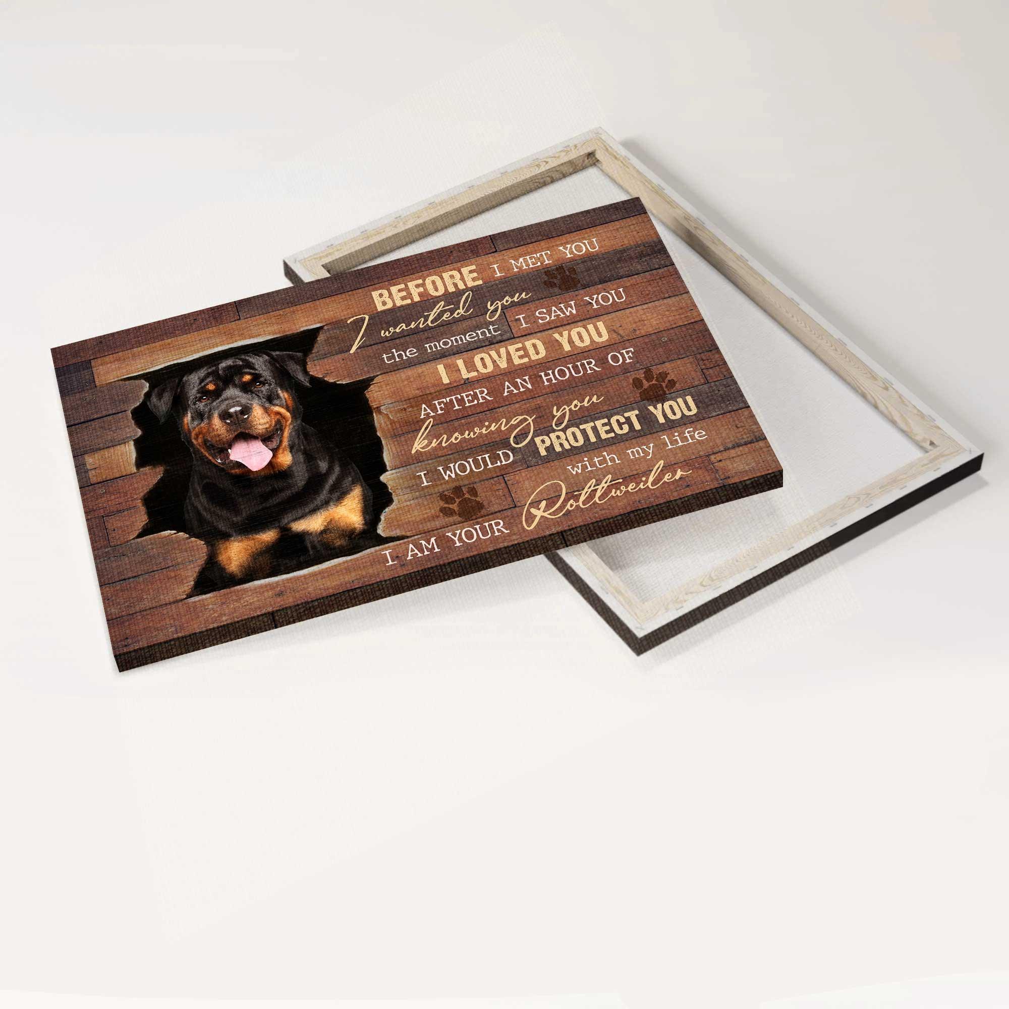 Rottweiler Landscape Canvas- Rottweiler dog, Broken wall - I would protect you with my life - Dog Landscape Canvas - Gift for dog lover, Family - Image 4