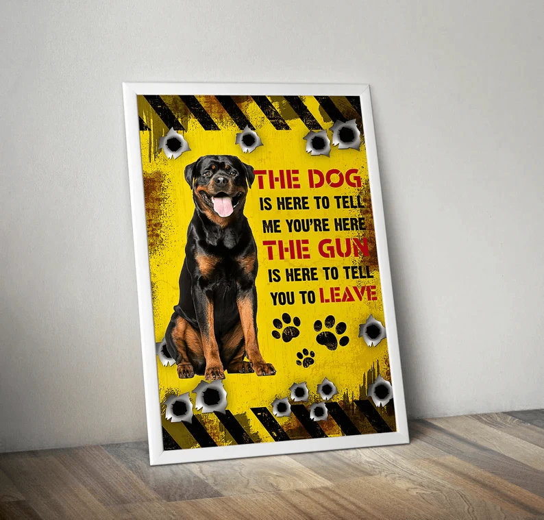 Rottweiler Portrait Canvas - The Dog Is Here To Tell Me You're Here Portrait Canvas - Gift For Dog Lovers, Rottweiler Owner, Friends, Family
