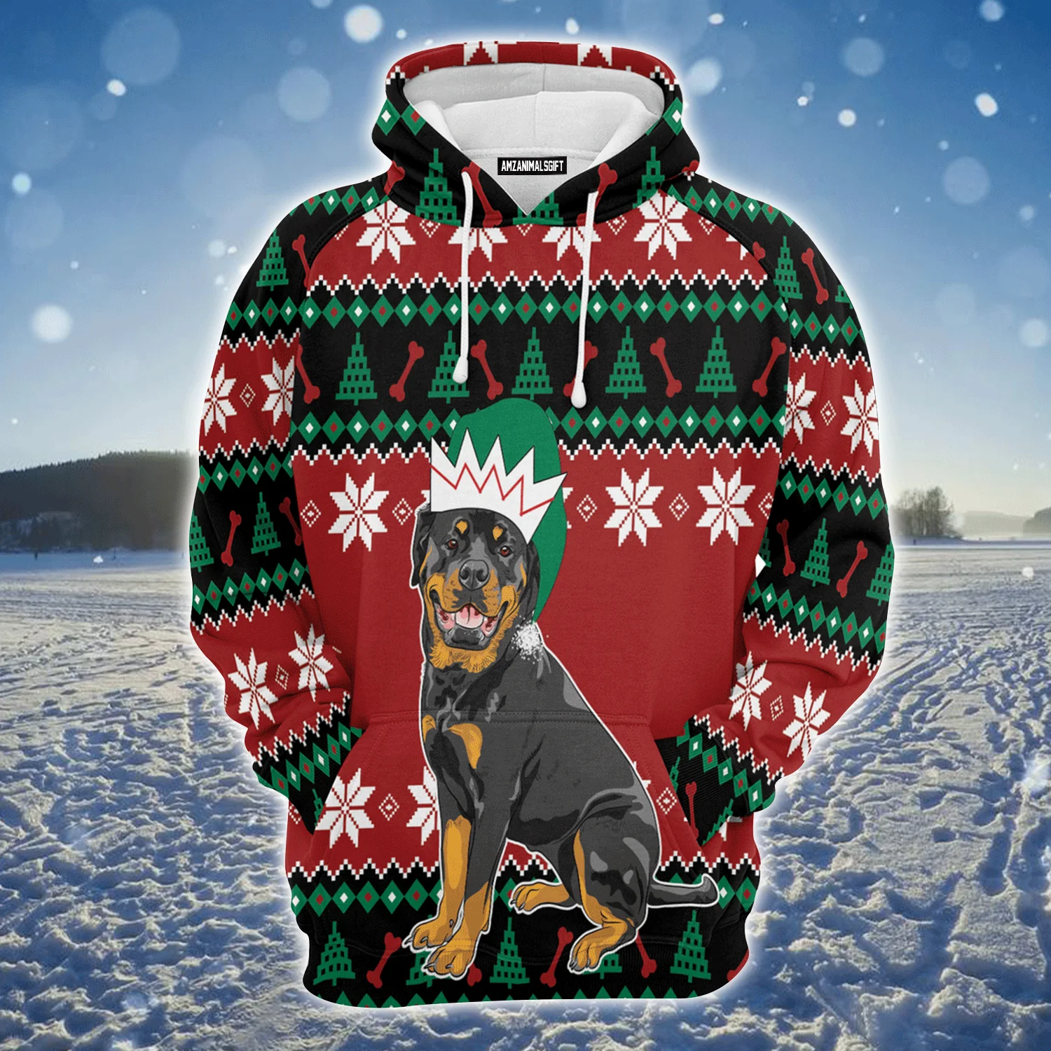 Rottweiler Xmas Premium Christmas Hoodie, Cute Rottweiler Unisex Hoodie For Men & Women - Perfect Gift For Christmas, Rottweiler Lovers