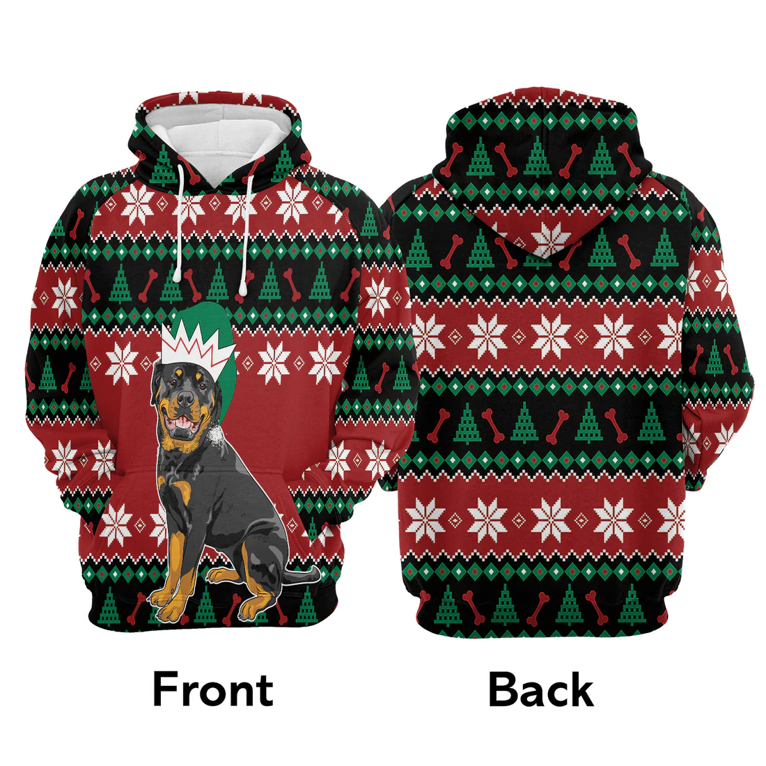 Rottweiler Xmas Premium Christmas Hoodie, Cute Rottweiler Unisex Hoodie For Men & Women - Perfect Gift For Christmas, Rottweiler Lovers - Image 3