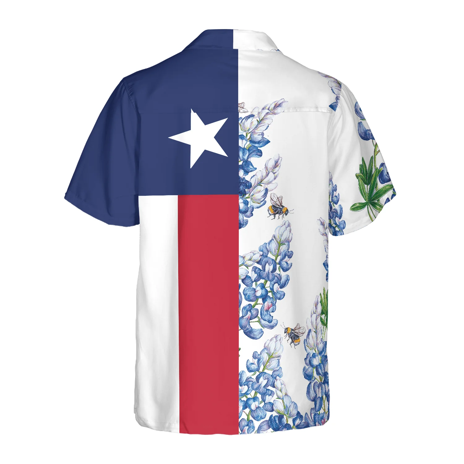 Royal Blue Bluebonnet Floral Texas Flag Hawaiian Shirt, Italic Star, Proud Texas, Colorful Summer Aloha Shirt Perfect Gift For Men Women - Image 2