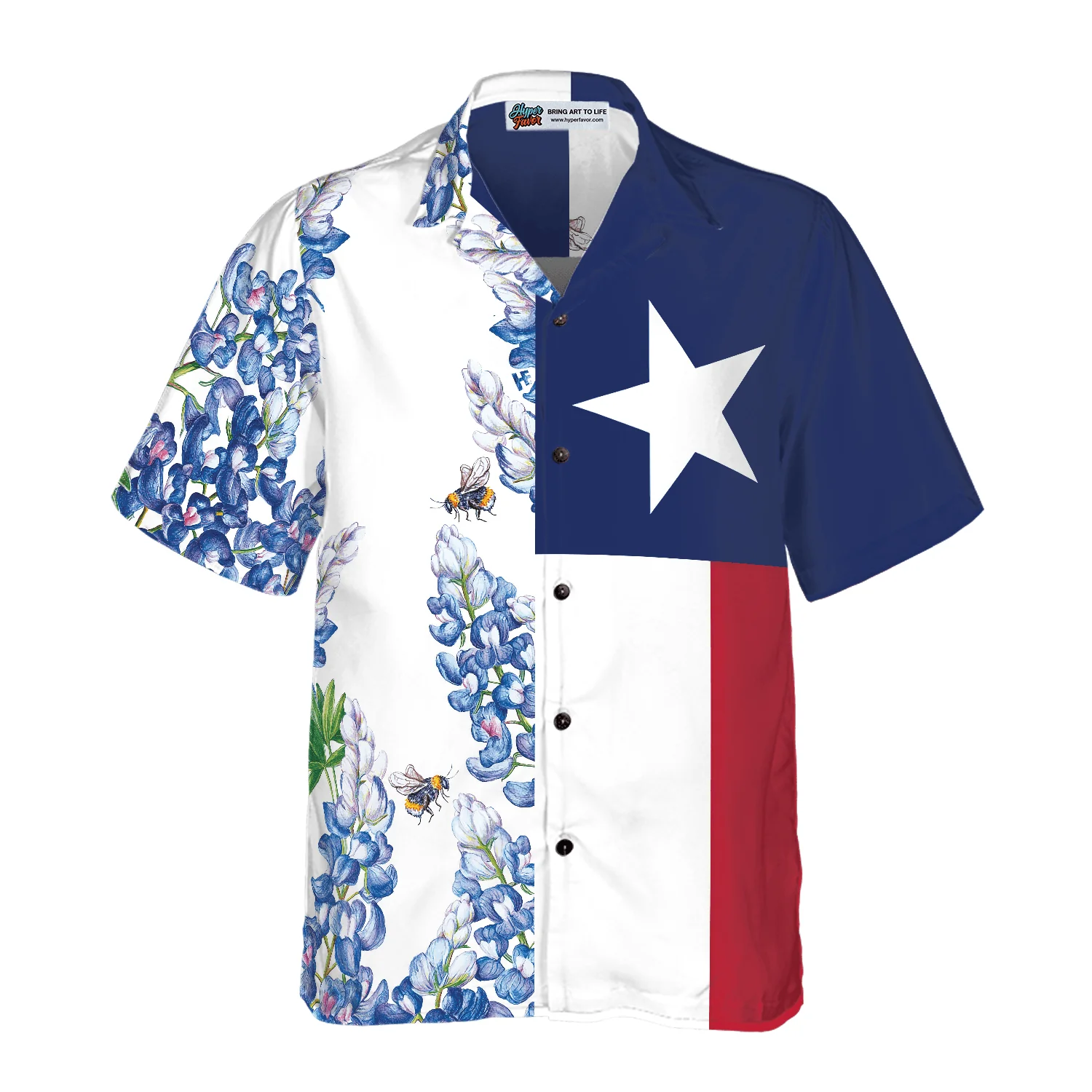 Royal Blue Bluebonnet Texas Hawaiian Shirt, Floral Texas Flag Vertical Version, Proud Texas, Summer Aloha Shirt Perfect Gift For Men Women - Image 4