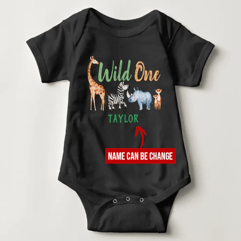 Safari Animal Baby Onesie, Personalized Baby Bodysuit, Newborn Onesies - Perfect Gift For Baby, Baby Gift Onesie