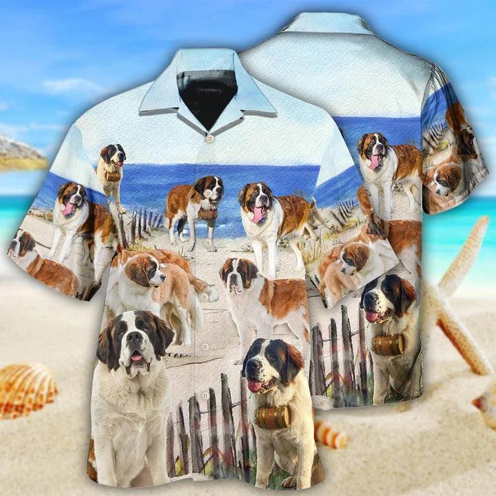 Saint Bernard Aloha Hawaii Shirt - Dog Funny Beach Style Hawaiian Shirt For Summer - Perfect Gift For Dog Lovers, Friend, Family - Image 2