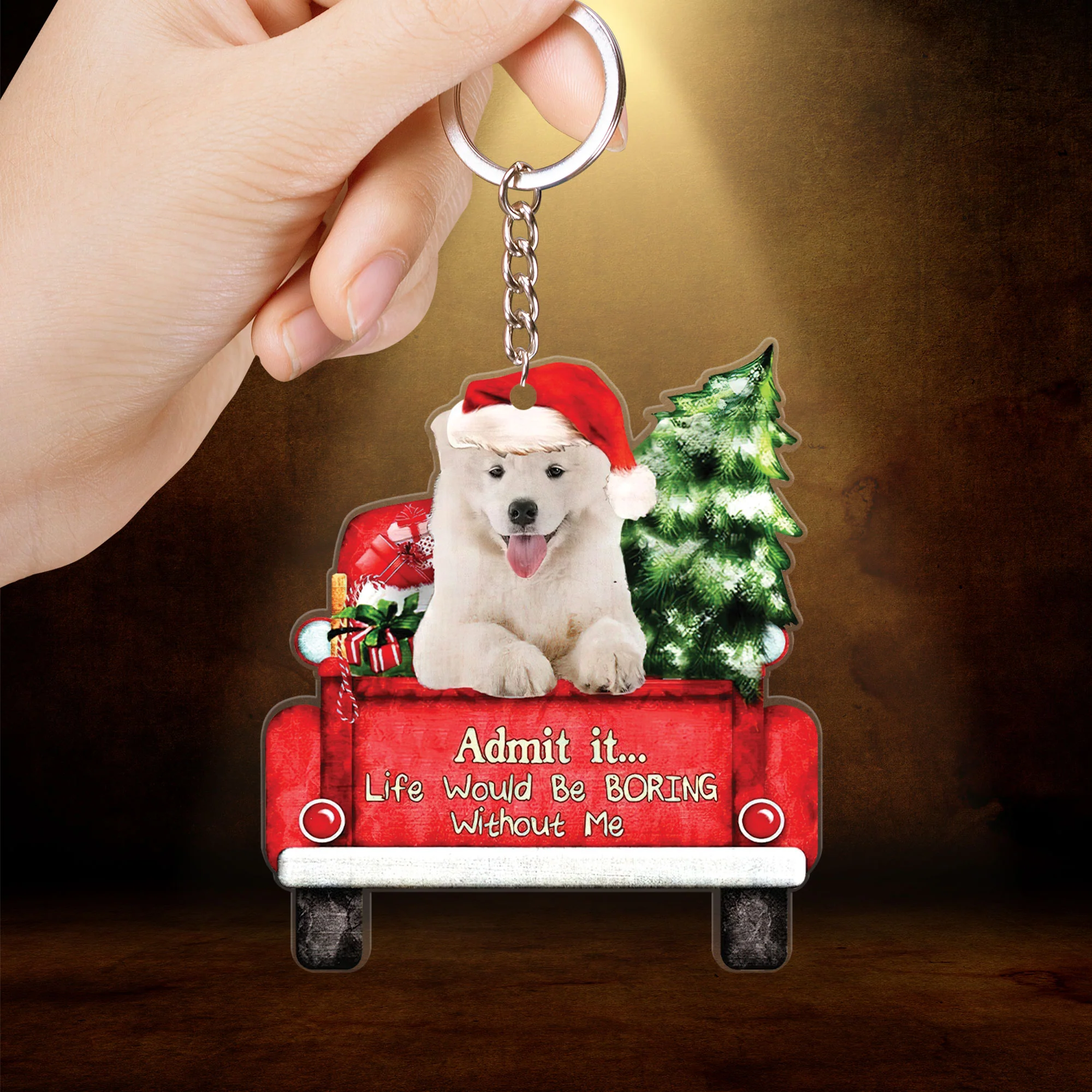 Samoyed On The Red Truck Acrylic Christmas Ornament, Best Gift For Samoyed Lovers, Dog Lovers - Image 3