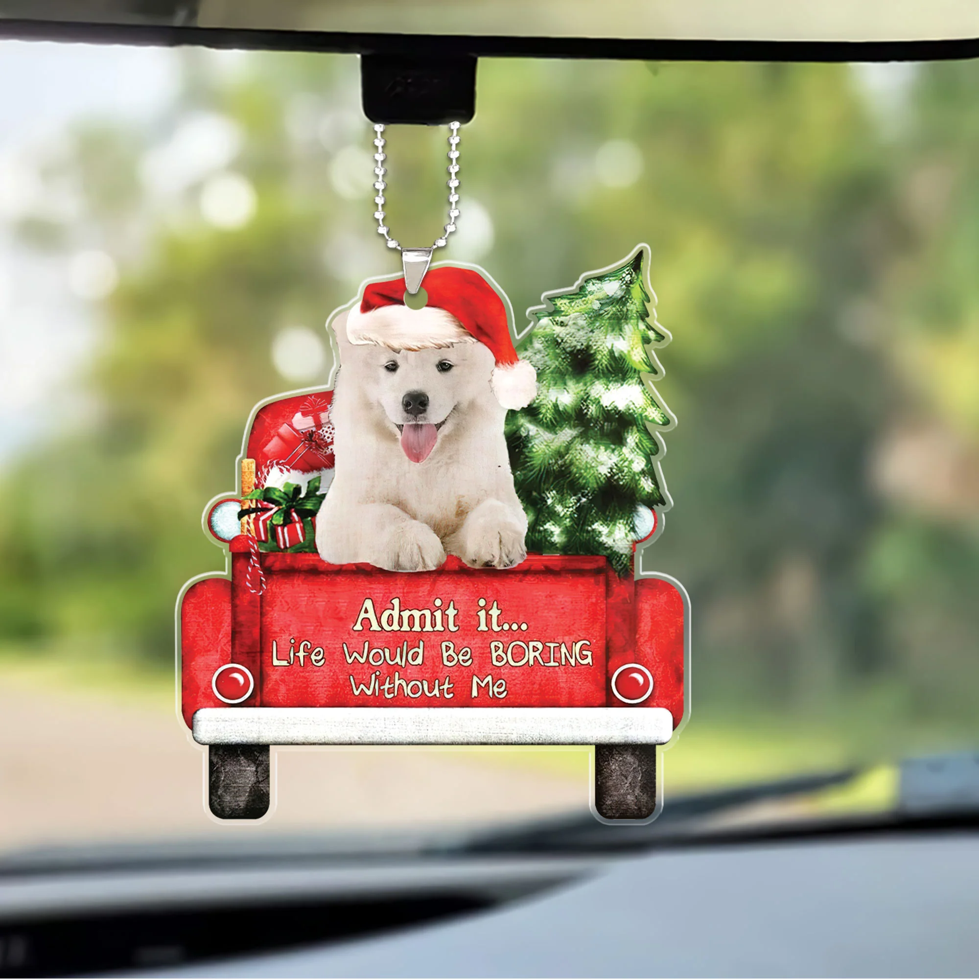 Samoyed On The Red Truck Acrylic Christmas Ornament, Best Gift For Samoyed Lovers, Dog Lovers - Image 4