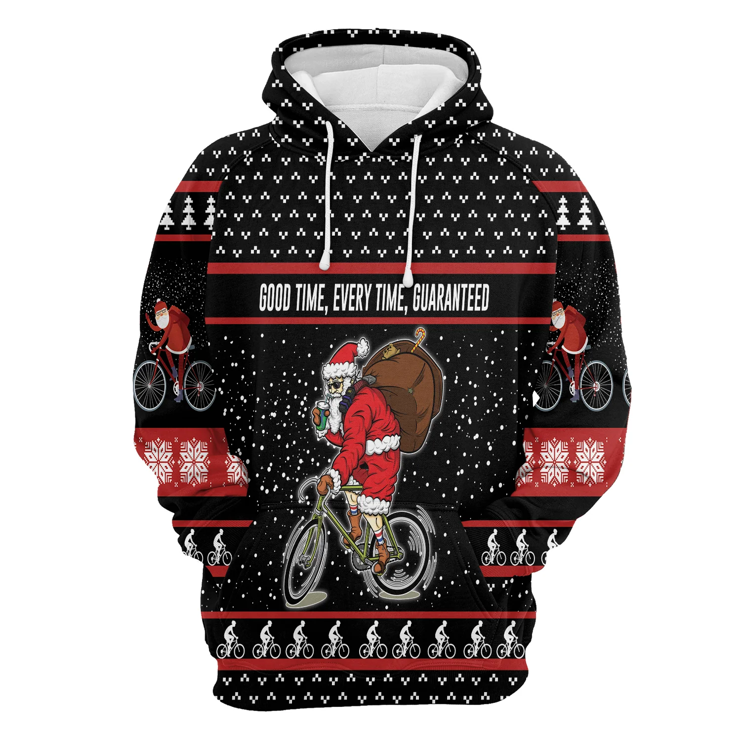 Santa Claus Biking Pullover Premium Hoodie Good Time, Every Time, Guaranteed, Perfect Outfit For Men And Women On Christmas New Year Autumn Winter - Image 2