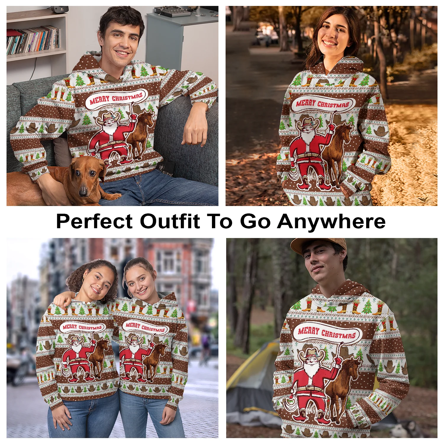 Santa Claus Cowboy Pullover Premium Hoodie Merry Christmas, Perfect Outfit For Men And Women On Christmas New Year Autumn Winter - Image 3