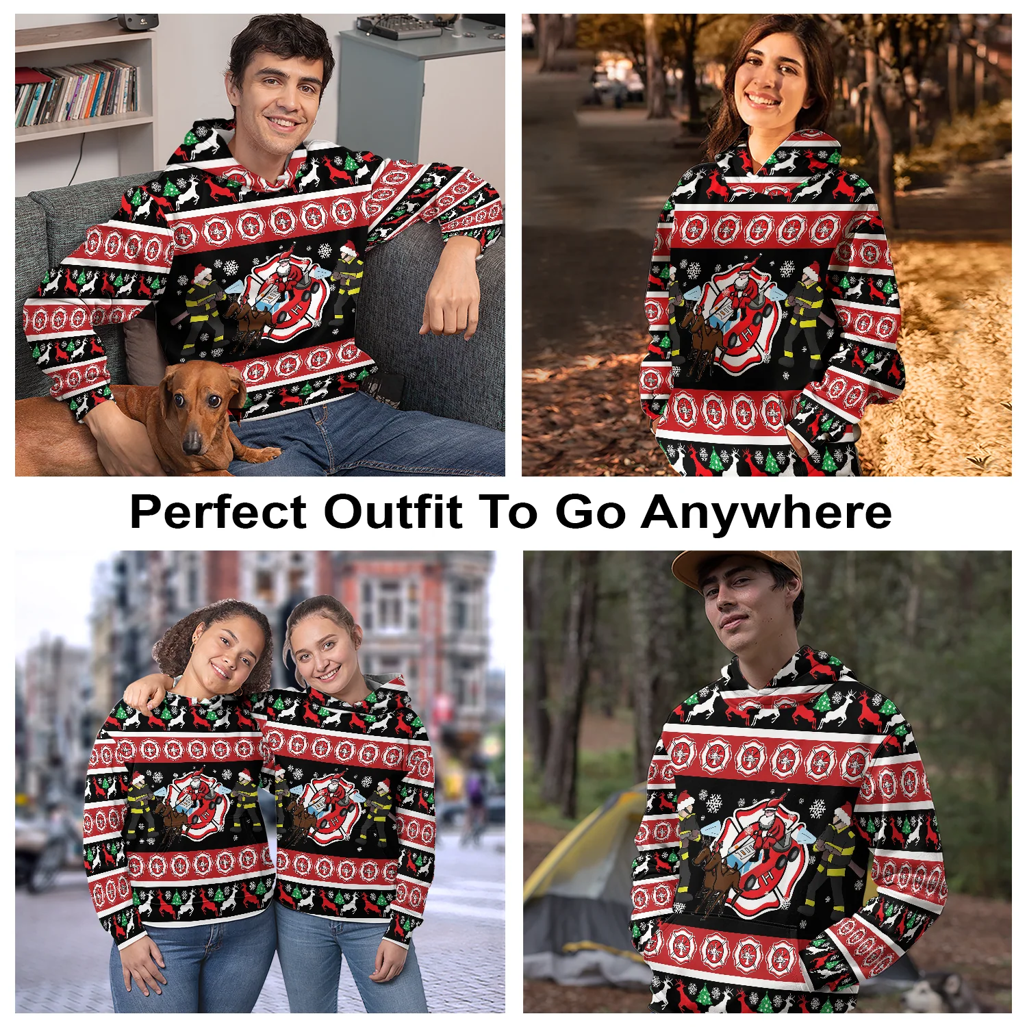Santa Claus Firefighter Pullover Premium Hoodie , Perfect Outfit For Men And Women On Christmas New Year Autumn Winter - Image 3