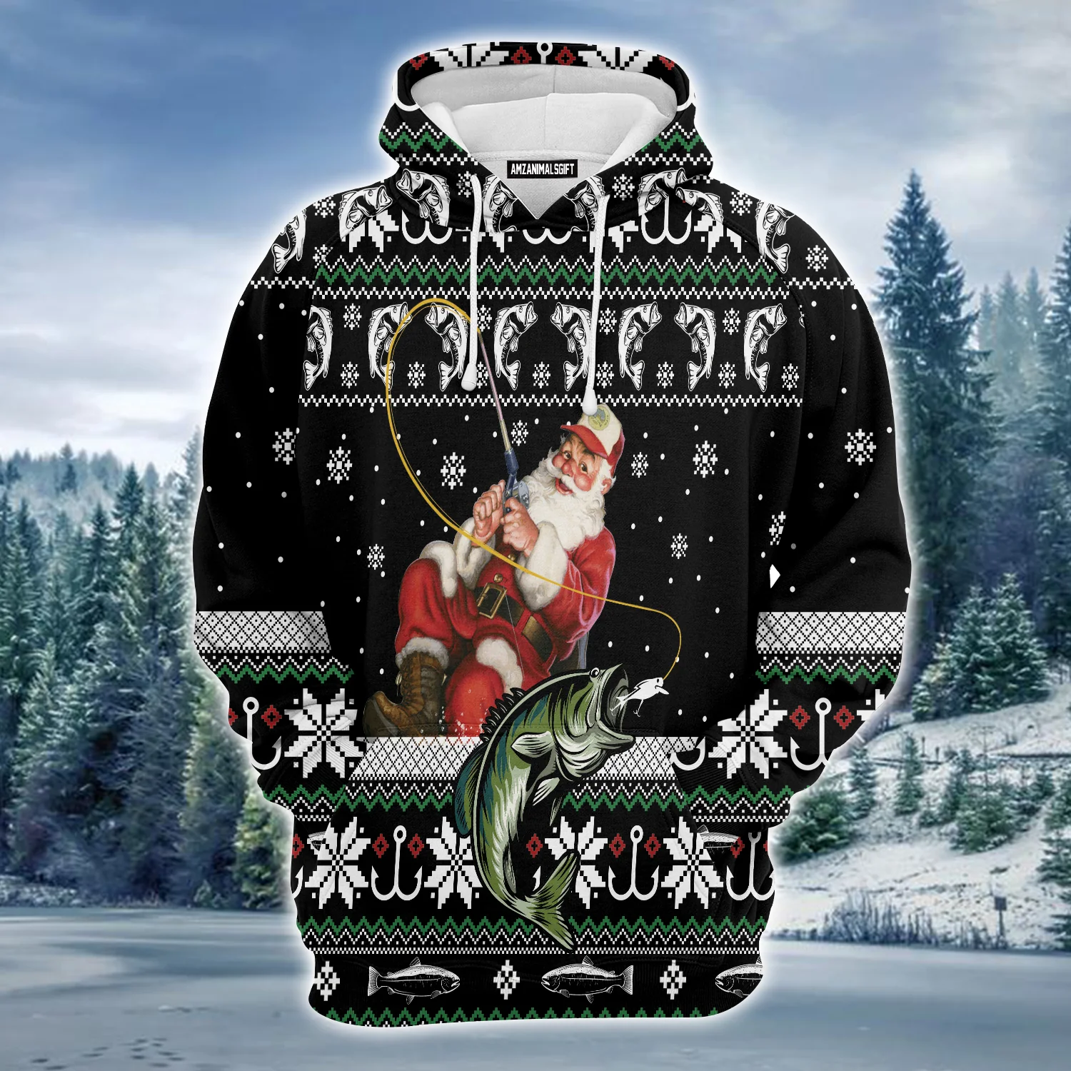 Santa Claus Fishing Premium Christmas Hoodie, Merry Christmas Unisex Hoodie For Men & Women - Perfect Gift For Christmas, Fisherman, Fishing Lovers
