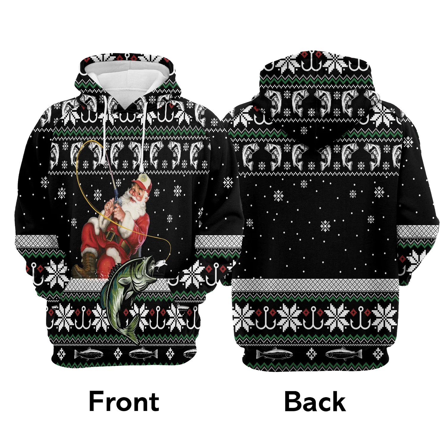 Santa Claus Fishing Premium Christmas Hoodie, Merry Christmas Unisex Hoodie For Men & Women - Perfect Gift For Christmas, Fisherman, Fishing Lovers - Image 3