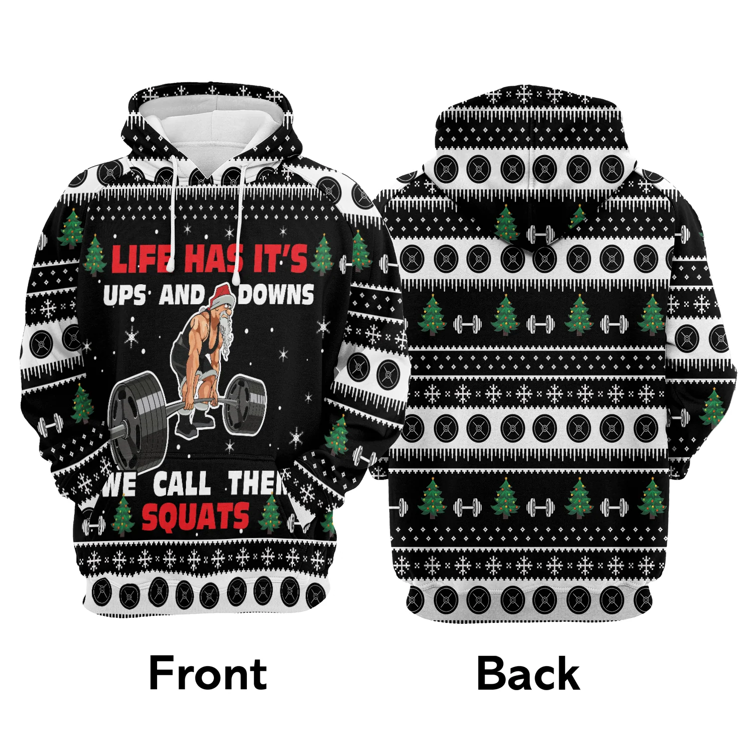 Santa Claus Loves Gym Pullover Premium Hoodie Life Has It's Ups And Downs, Perfect Outfit For Men And Women On Christmas New Year Autumn Winter - Image 2