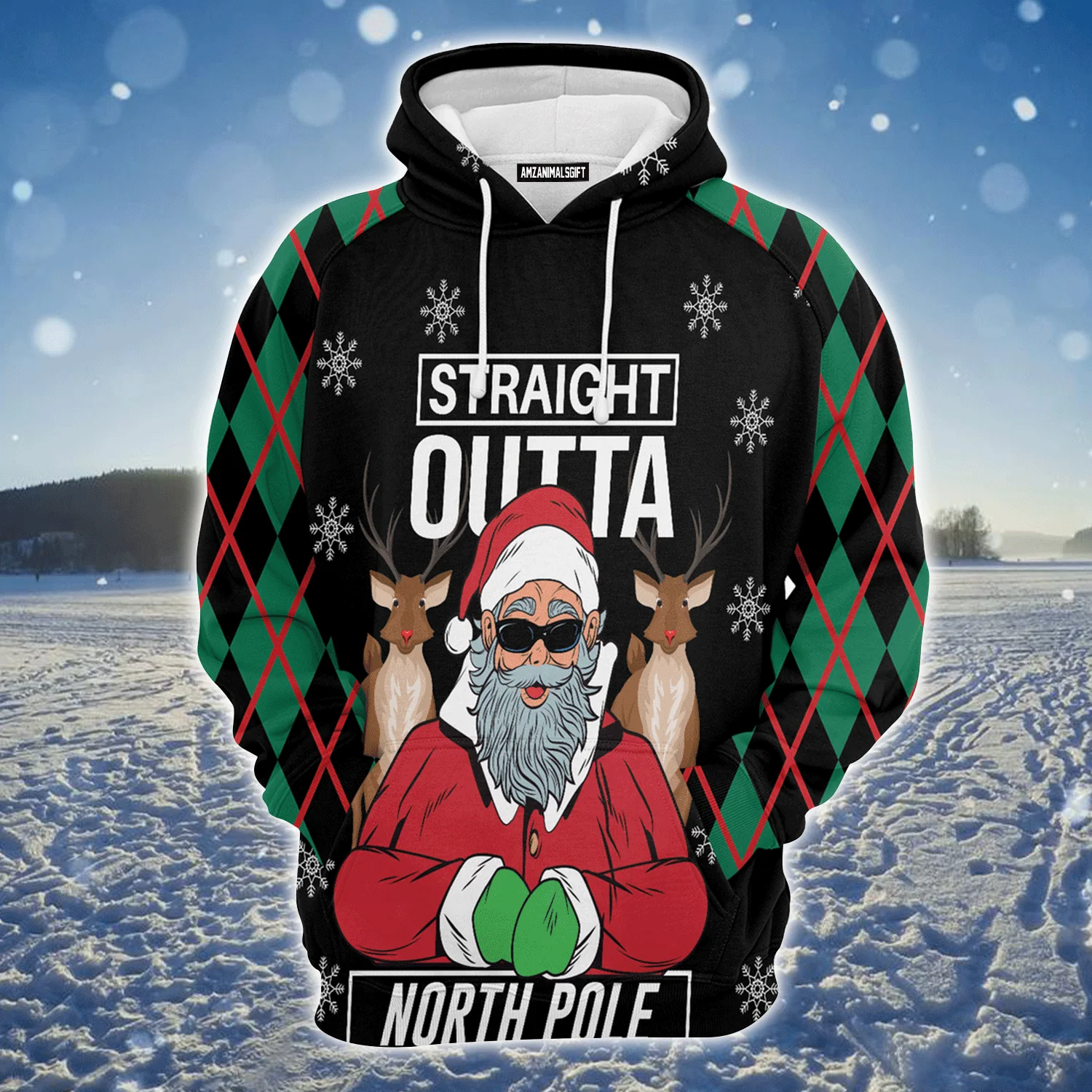 Santa Claus Premium Christmas Hoodie, Santa Claus Straight Outta North Pole Unisex Hoodie For Men & Women - Perfect Gift For Christmas, Friends, Family