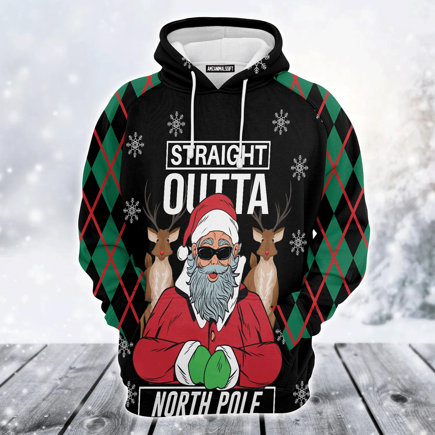 Santa Claus Premium Christmas Hoodie, Santa Claus Straight Outta North Pole Unisex Hoodie For Men & Women - Perfect Gift For Christmas, Friends, Family - Image 2