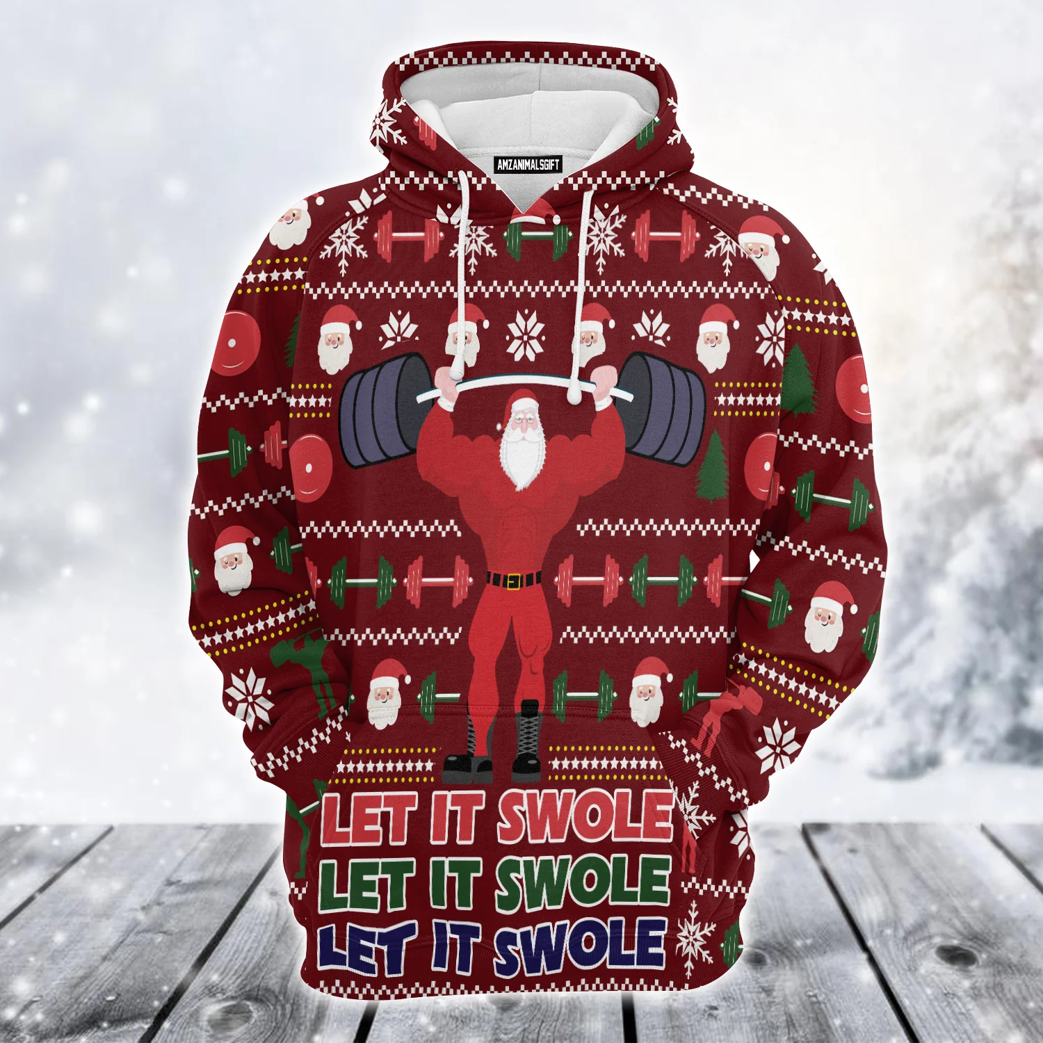Santa Claus Premium Christmas Hoodie, Santa Let It Swole Unisex Hoodie For Men & Women - Perfect Gift For Christmas, Friends, Family - Image 2