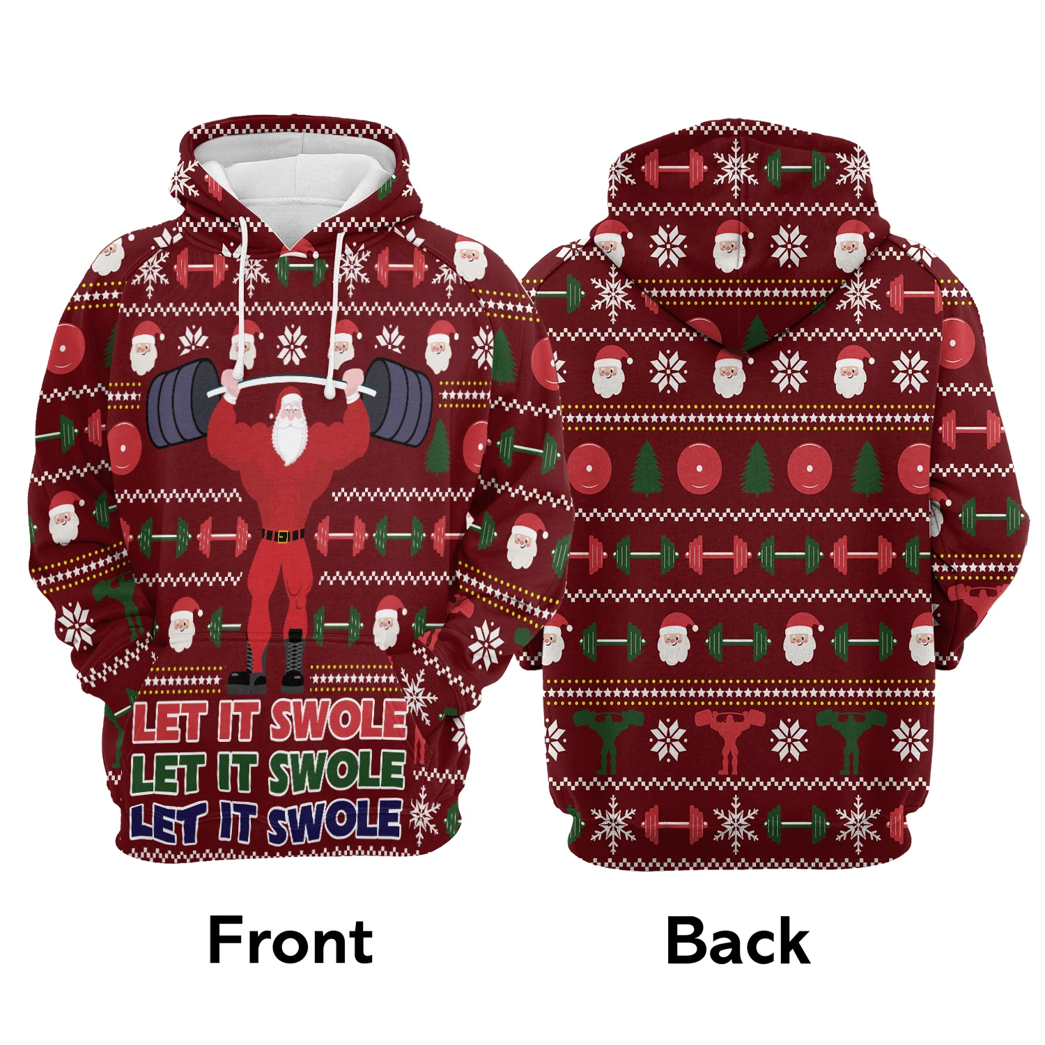 Santa Claus Premium Christmas Hoodie, Santa Let It Swole Unisex Hoodie For Men & Women - Perfect Gift For Christmas, Friends, Family - Image 3