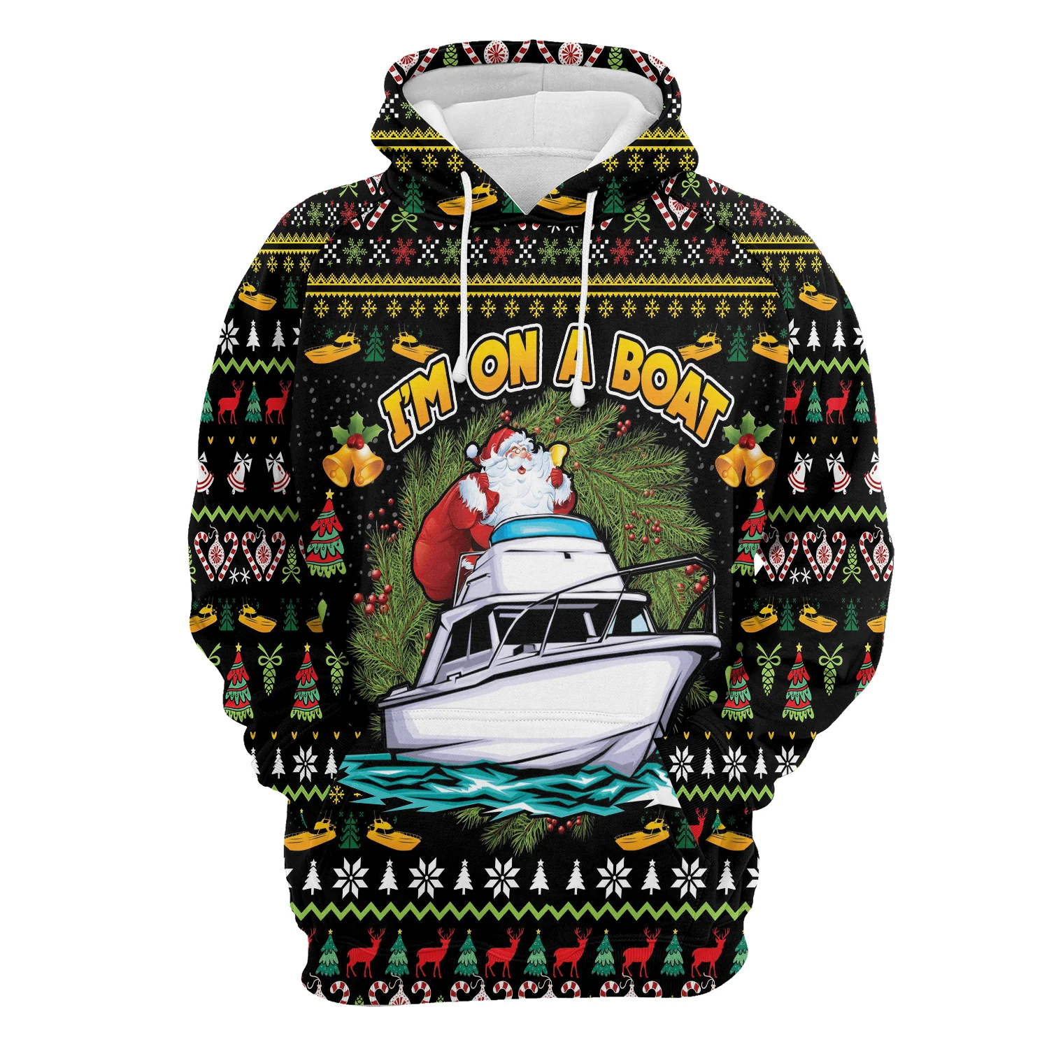 Santa Claus Pullover Premium Hoodie I'm On A Boat, Perfect Outfit For Men And Women On Christmas New Year Autumn Winter - Image 2