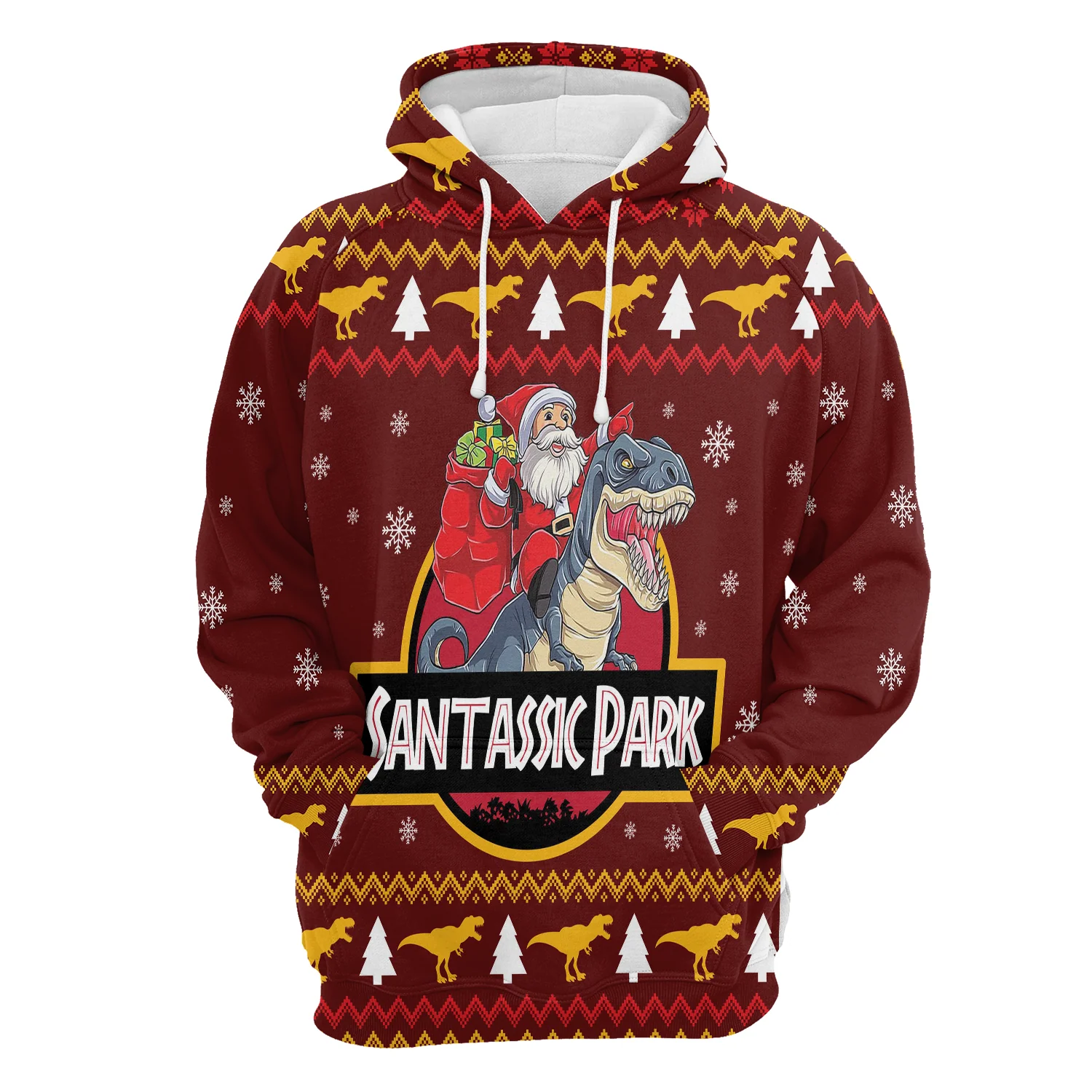 Santa Claus Riding T-Rex Pullover Premium Hoodie Santassic Park, Perfect Outfit For Men And Women On Christmas New Year Autumn Winter