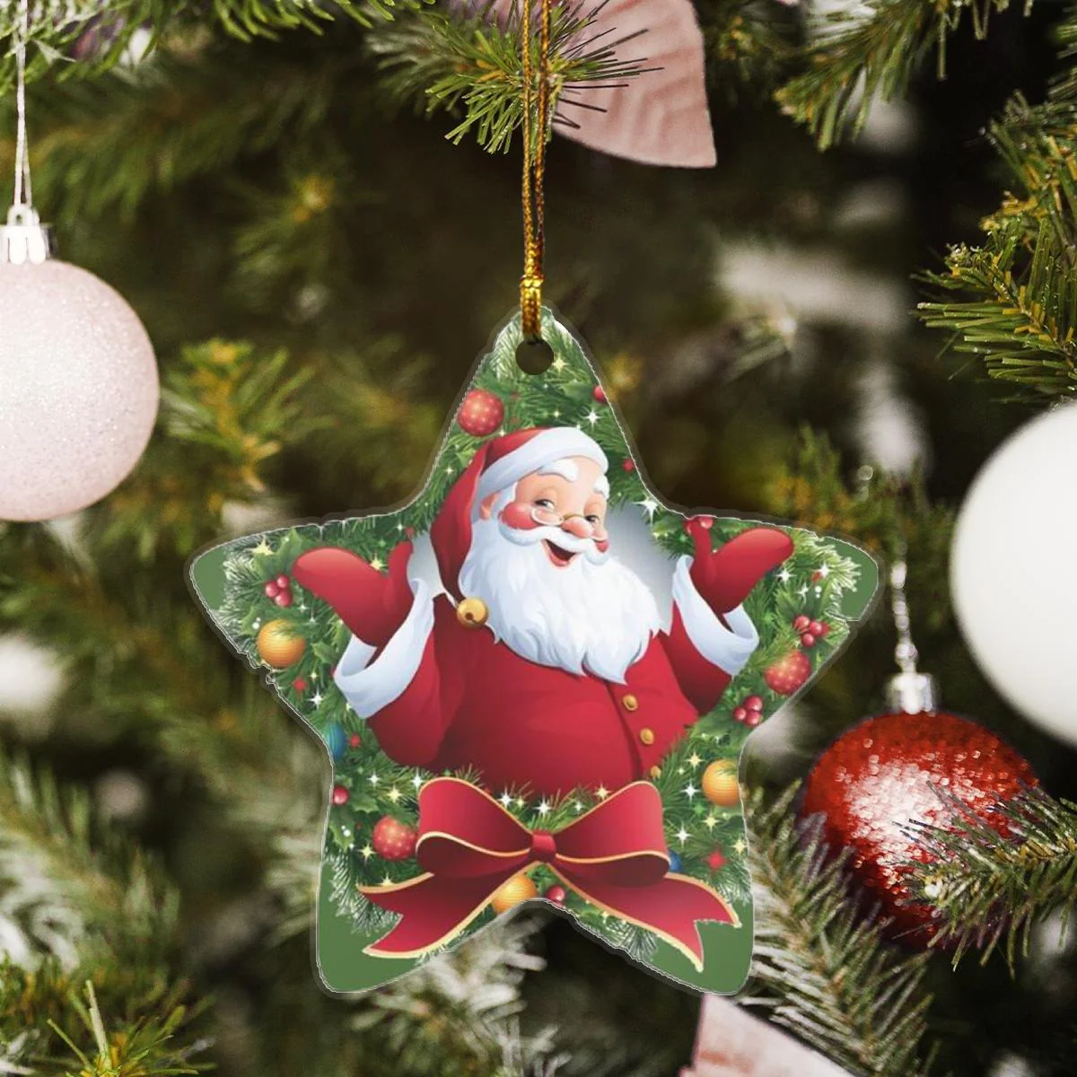 Santa Claus Star Mica Ornament - Image 2