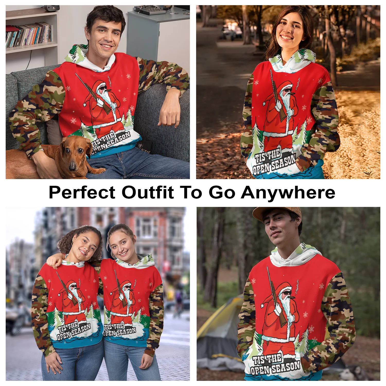 Santa Hunter Pullover Premium Hoodie Tis The Open Season, Perfect Outfit For Men And Women On Christmas New Year Autumn Winter - Image 3