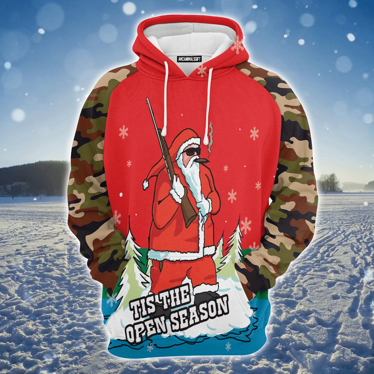 Santa Hunting Premium Christmas Hoodie, Tis The Open Season Unisex Hoodie For Men & Women - Perfect Gift For Christmas, Friends, Family