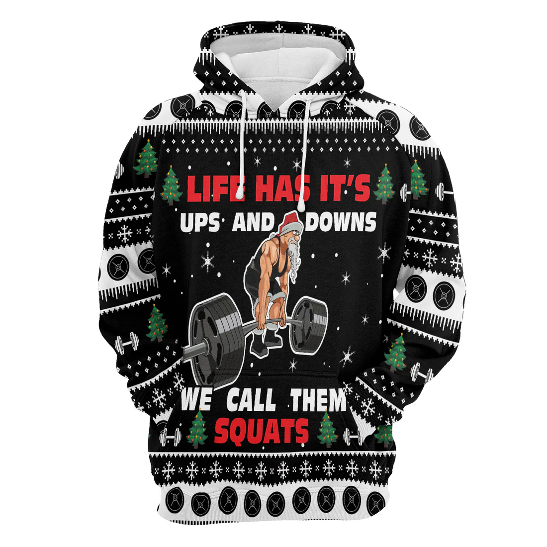 Santa Loves Gym Premium Christmas Hoodie, Life Has It's Ups & Downs Unisex Hoodie For Men & Women - Perfect Gift For Christmas, Family - Image 4