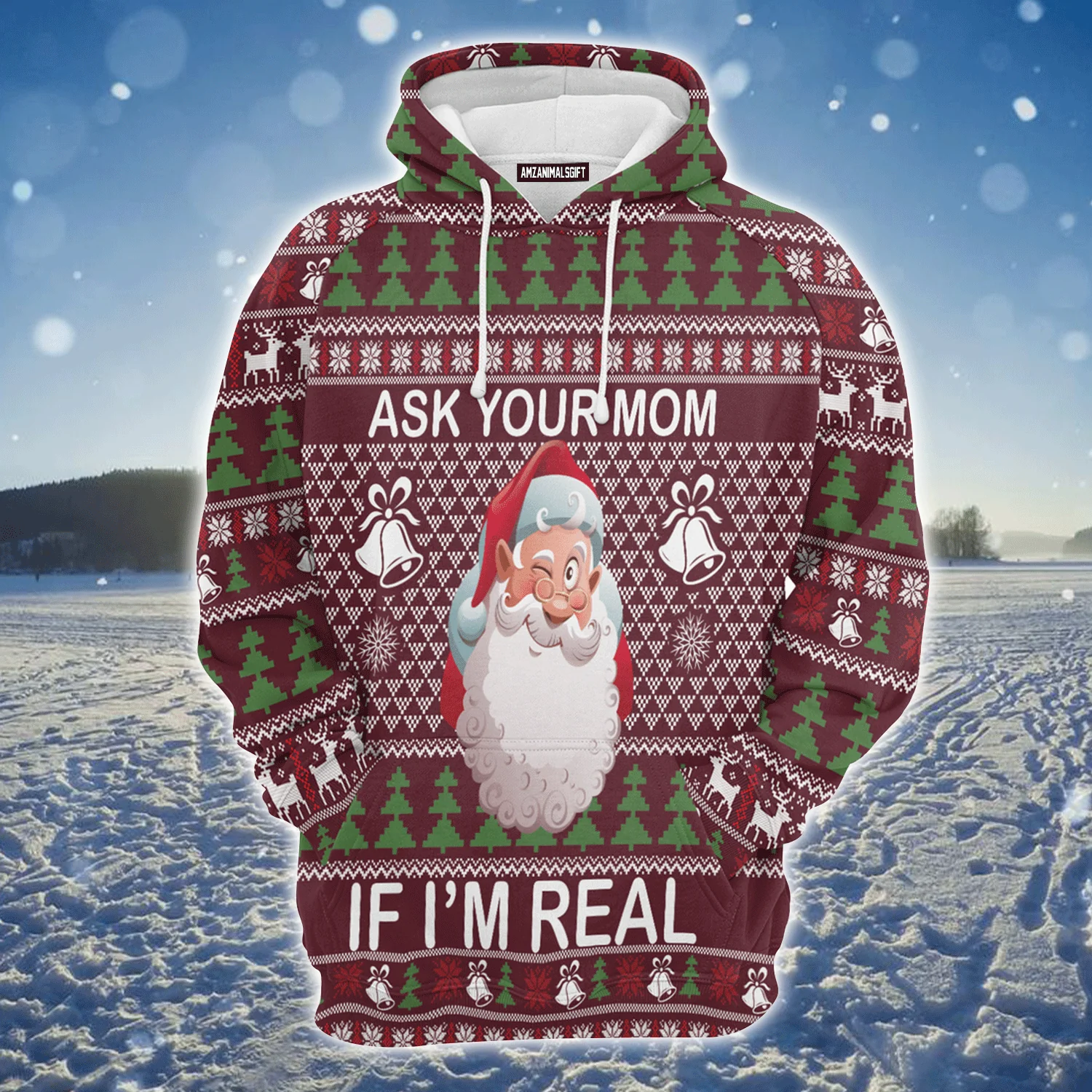 Santa Premium Christmas Hoodie, Ask Your Mom If I Am Real Unisex Hoodie For Men & Women - Perfect Gift For Christmas, Family - Image 2
