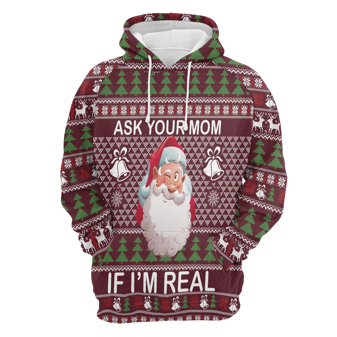 Santa Premium Christmas Hoodie, Ask Your Mom If I Am Real Unisex Hoodie For Men & Women - Perfect Gift For Christmas, Family - Image 4