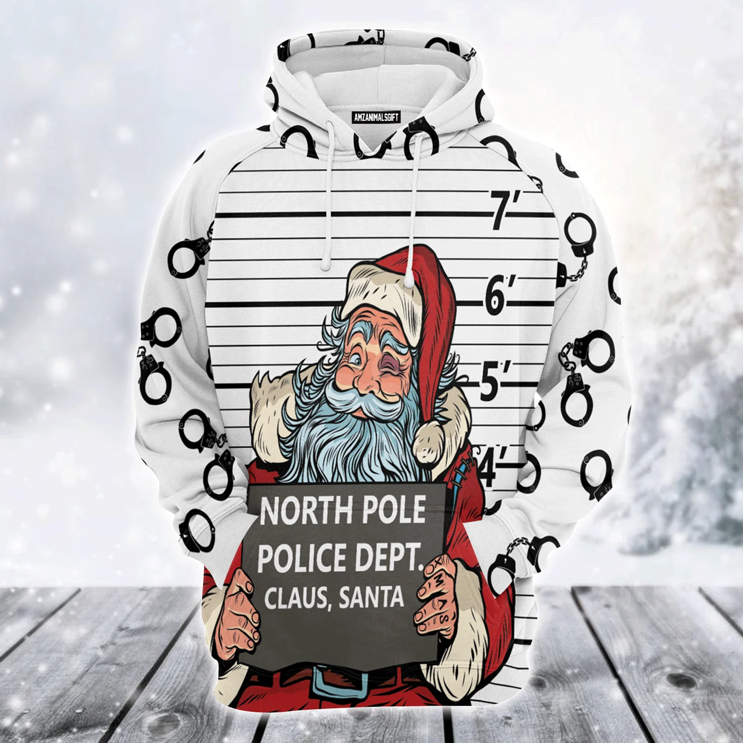 Santa Premium Christmas Hoodie, Funny Santa Arrested By North Pole Police Unisex Hoodie For Men & Women - Perfect Gift For Christmas, Santa Lover