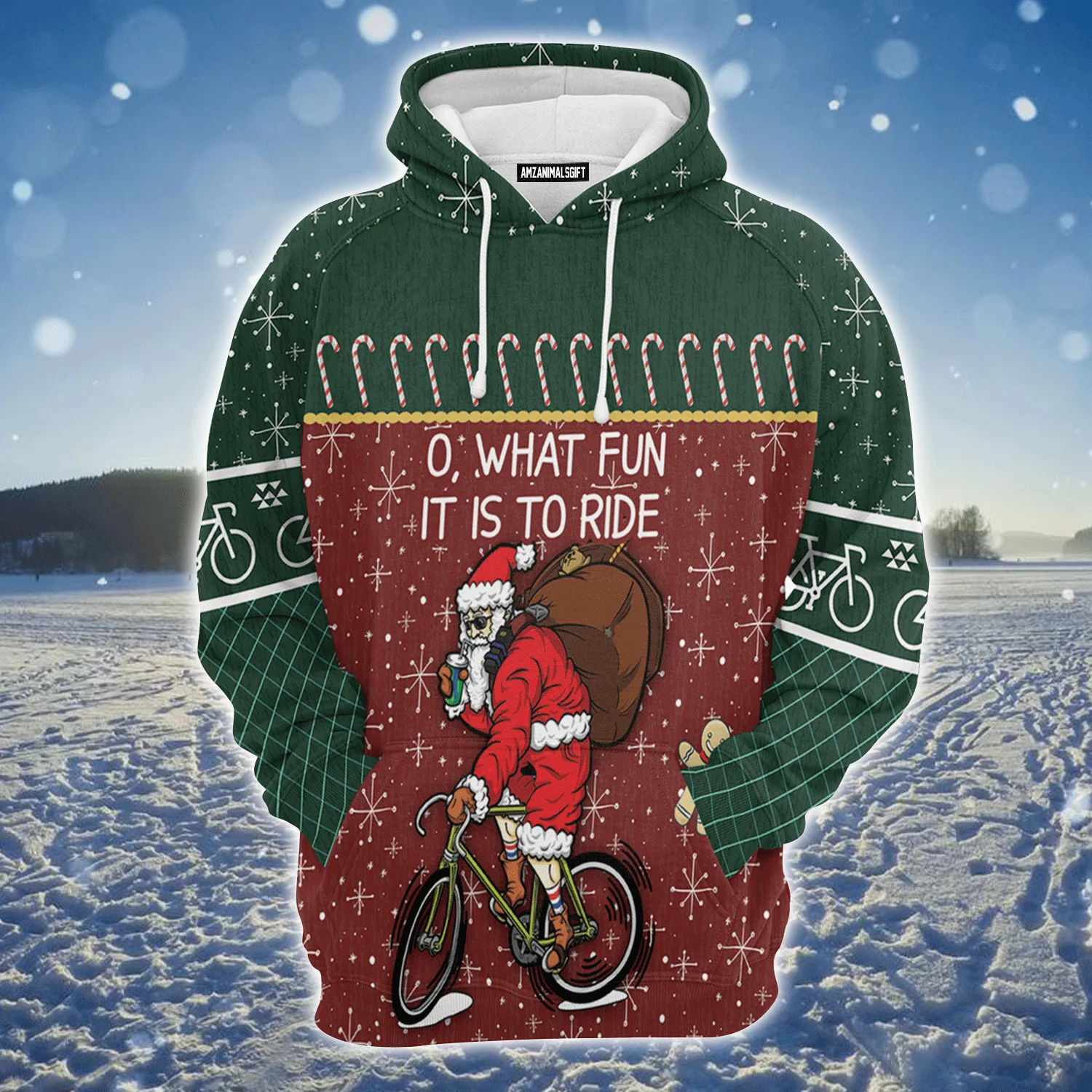 Santa Premium Christmas Hoodie, Funny Santa Cycling Unisex Hoodie For Men & Women - Perfect Gift For Christmas, Friends, Family