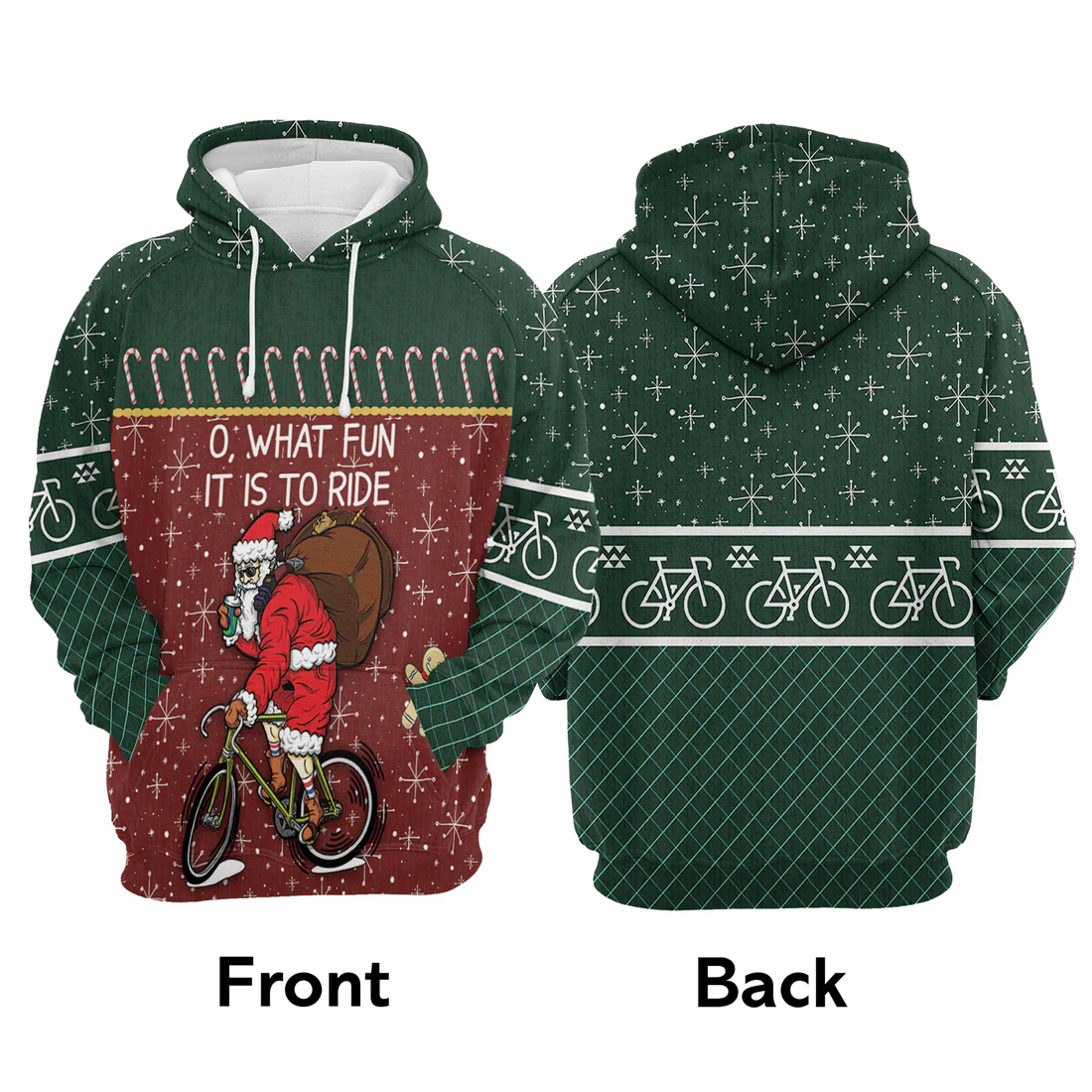Santa Premium Christmas Hoodie, Funny Santa Cycling Unisex Hoodie For Men & Women - Perfect Gift For Christmas, Friends, Family - Image 3