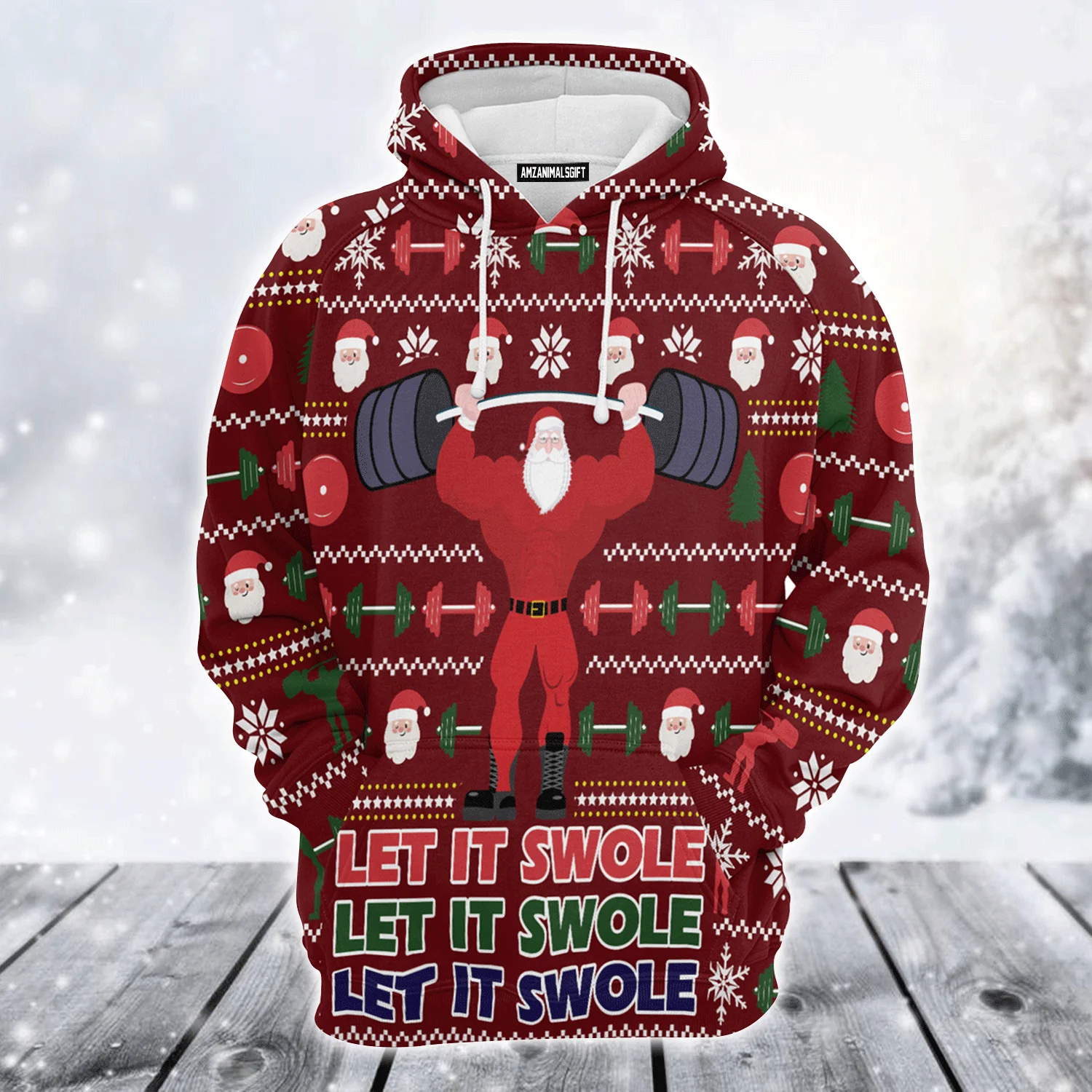 Santa Premium Christmas Hoodie, Let It Swole Unisex Hoodie For Men & Women - Perfect Gift For Christmas, Friends, Family - Image 2