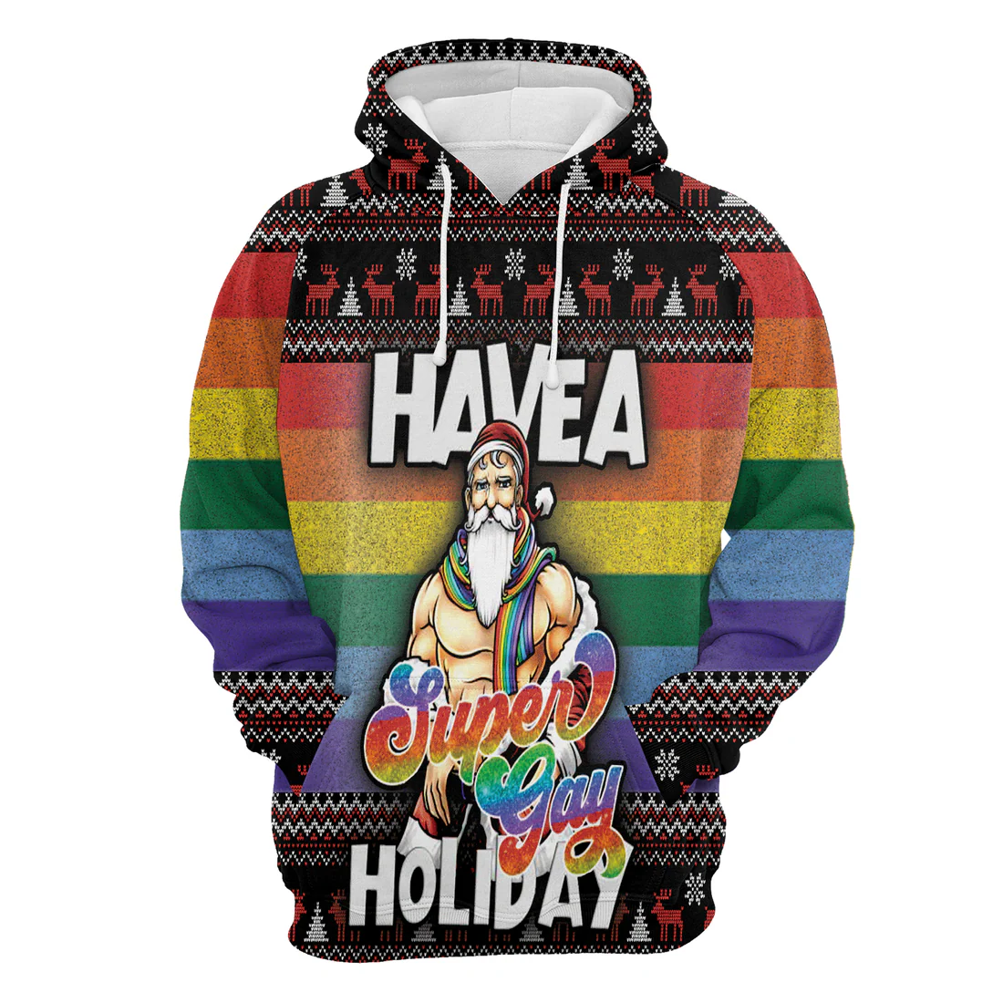 Santa Premium Christmas Hoodie, Santa Have A Super Gay Holiday LGBT Christmas Unisex Hoodie For Men & Women - Perfect Gift For Christmas, LGBT - Image 4