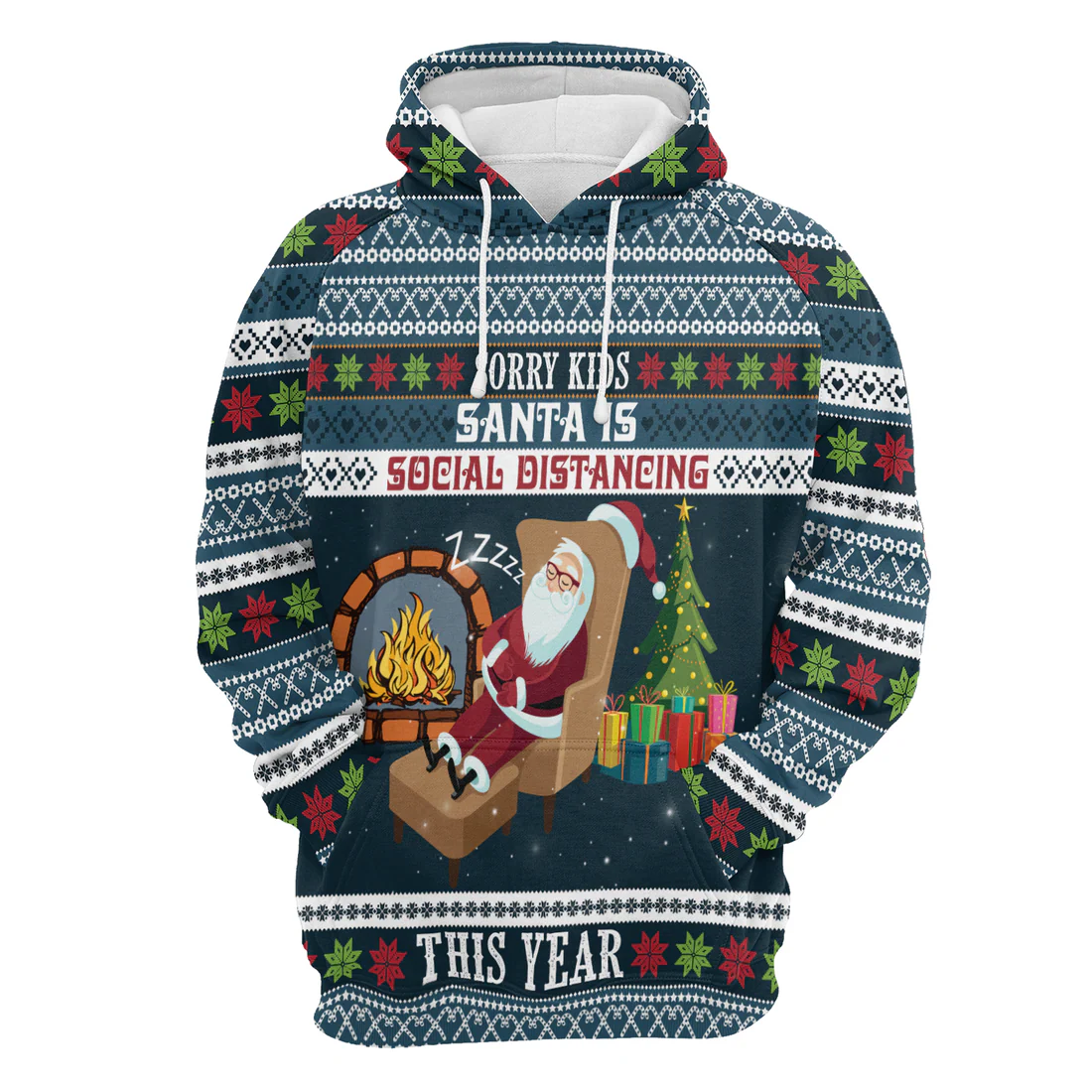 Santa Premium Christmas Hoodie, Santa Is Social Distancing Unisex Hoodie For Men & Women - Perfect Gift For Christmas, Friends, Family - Image 4