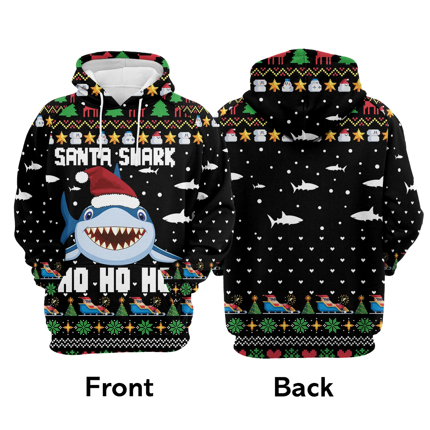 Santa Shark Pullover Premium Hoodie Ho Ho Ho, Perfect Outfit For Men And Women On Christmas New Year Autumn Winter - Image 2