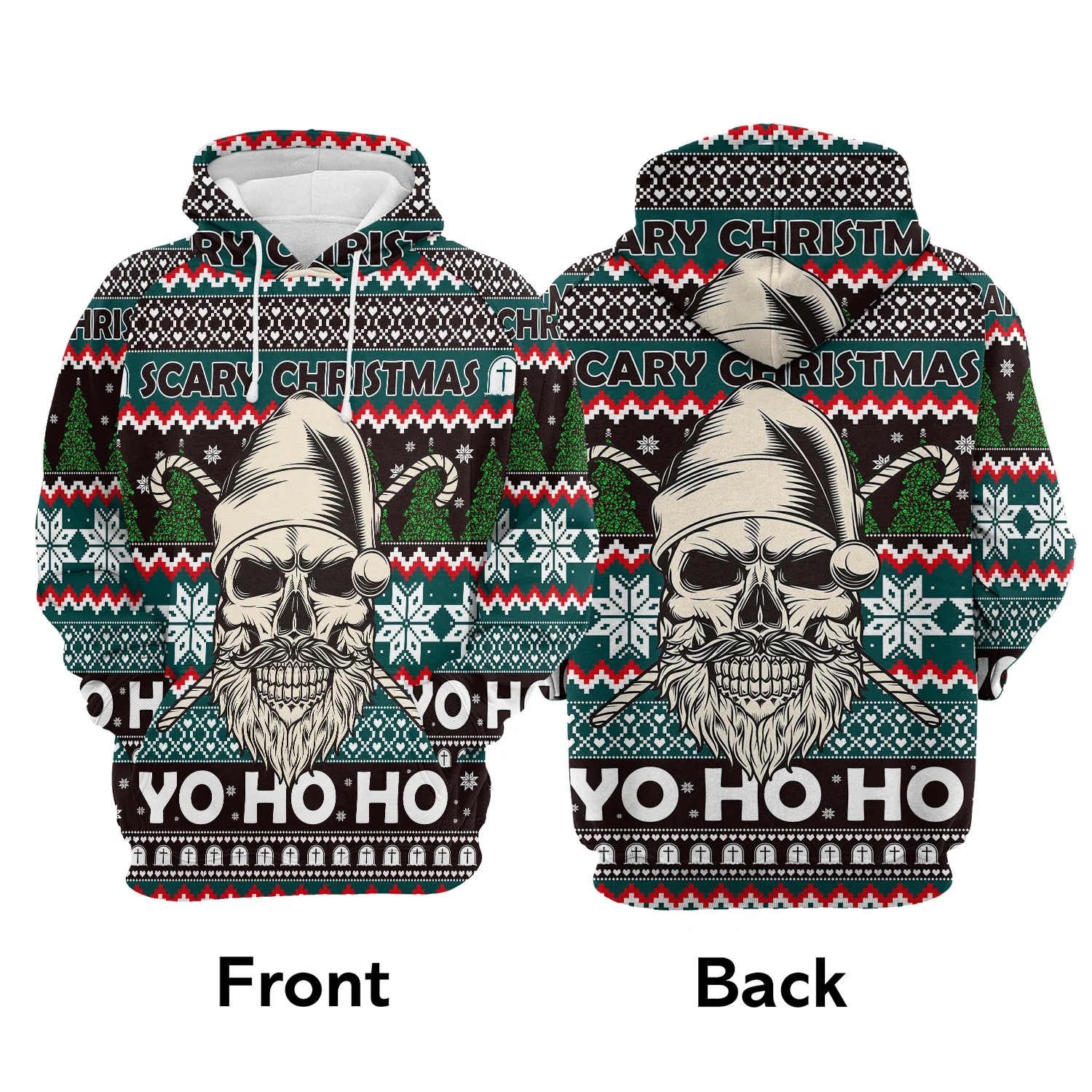 Santa Skull Scary Pullover Premium Hoodie HOHOHO, Perfect Outfit For Men And Women On Christmas New Year Autumn Winter - Image 2
