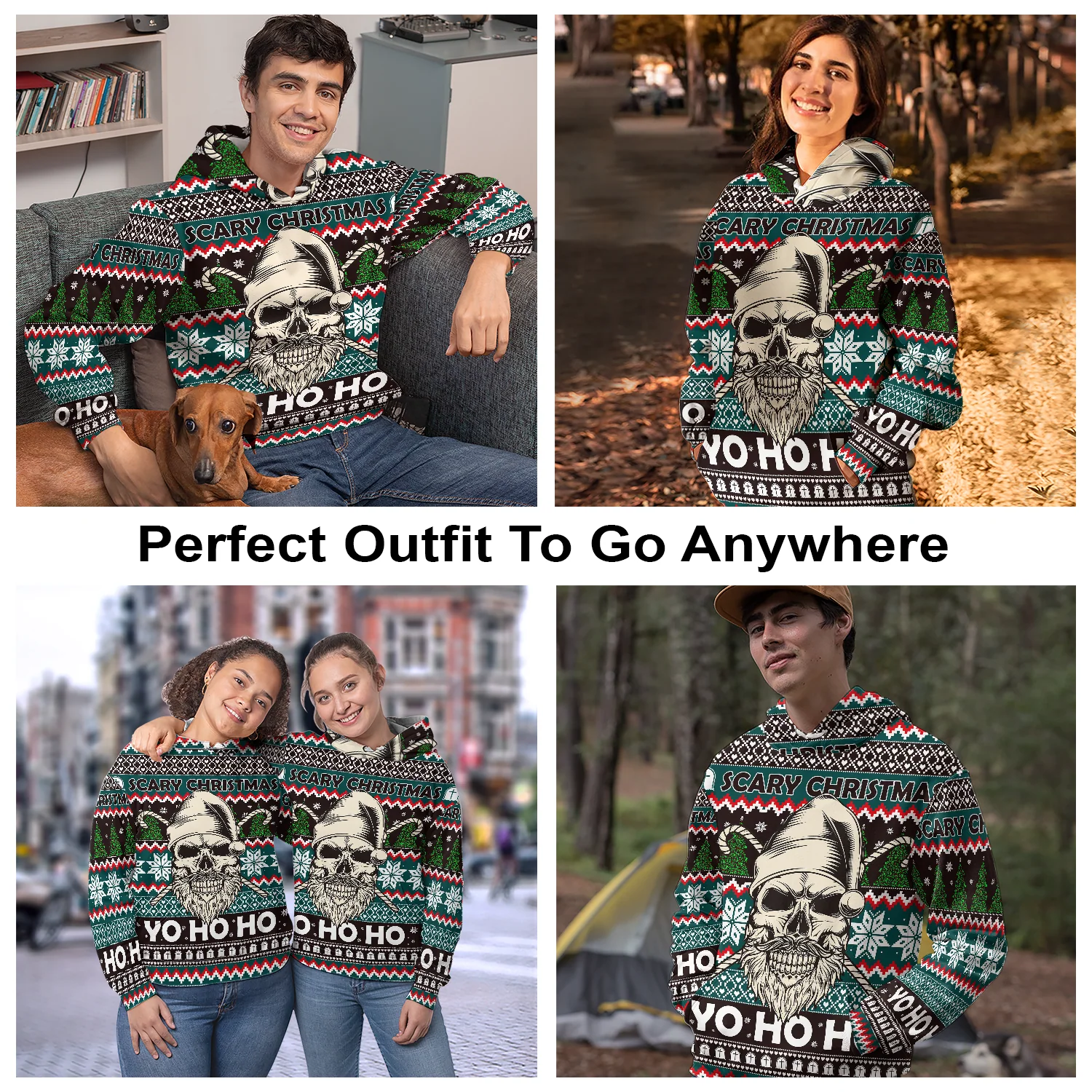 Santa Skull Scary Pullover Premium Hoodie HOHOHO, Perfect Outfit For Men And Women On Christmas New Year Autumn Winter - Image 3