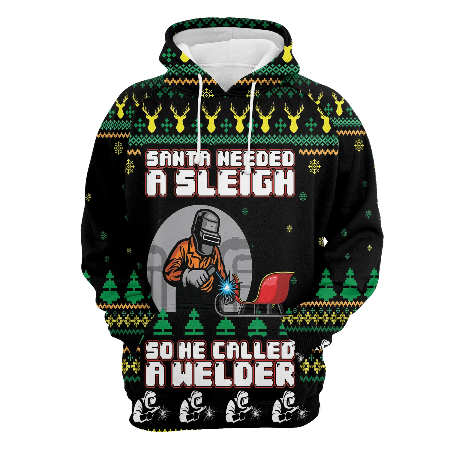 Santa Sleigh Welder Pullover Premium Hoodie Santa Needed A Sleigh, Perfect Outfit For Men And Women On Christmas New Year Autumn Winter - Image 2