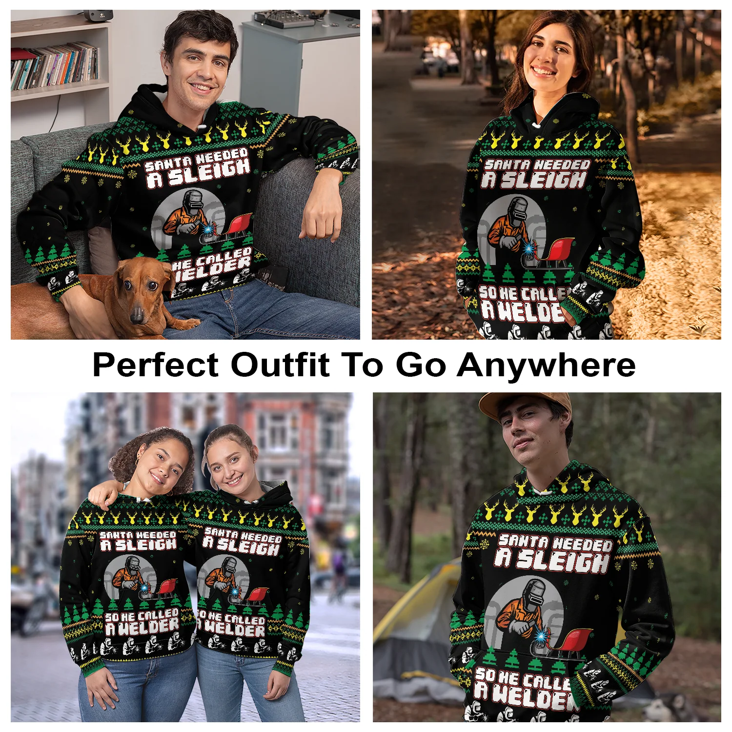 Santa Sleigh Welder Pullover Premium Hoodie Santa Needed A Sleigh, Perfect Outfit For Men And Women On Christmas New Year Autumn Winter - Image 3