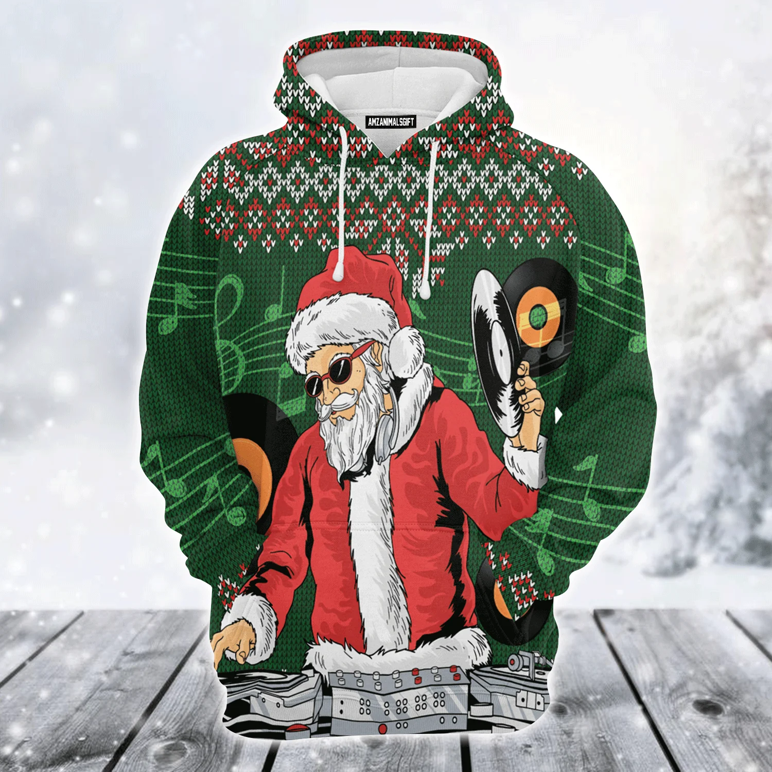 Satan Claus Premium Christmas Hoodie, Satan Claus DJ Christmas Unisex Hoodie For Men & Women - Perfect Gift For Christmas, Friends, Family - Image 2