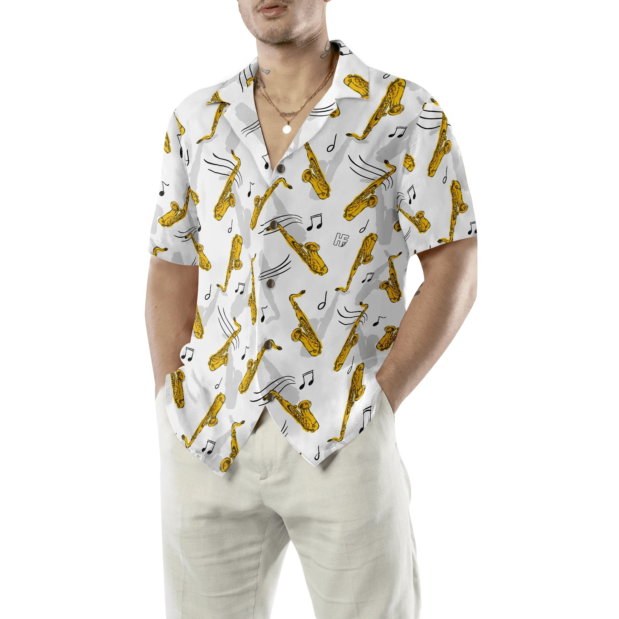 Saxophone Seamless Pattern Aloha Hawaiian Shirt For Summer, Colorful Shirt For Men Women, Perfect Gift For Friend, Team, Family - Image 5