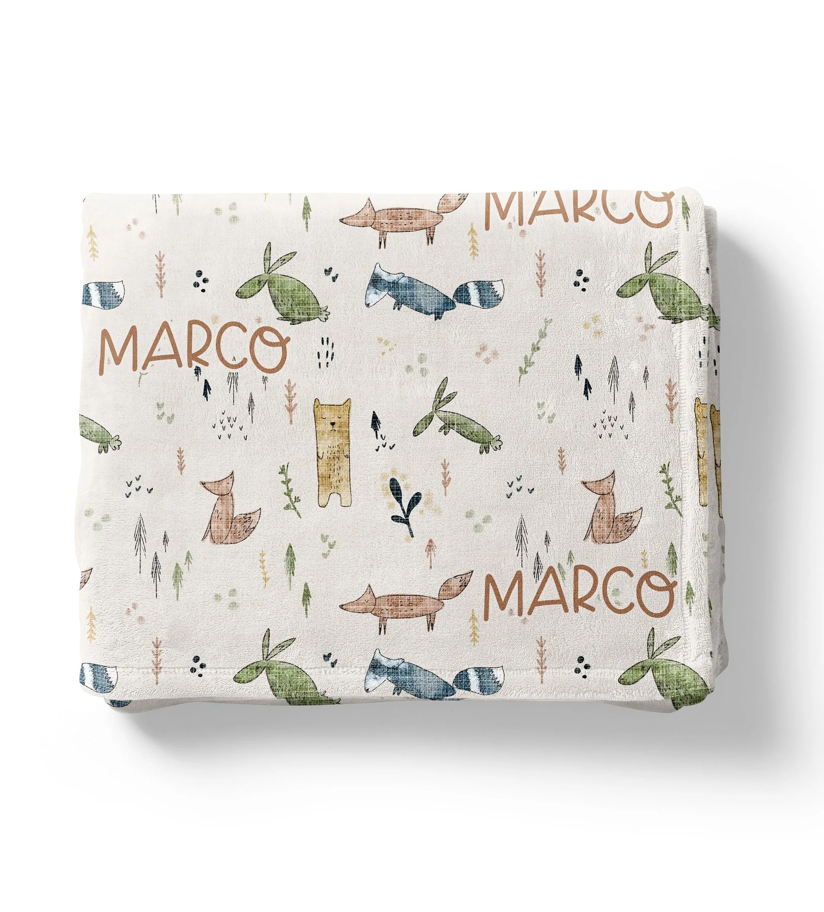 Scandi Woodland Baby Kids Blanket With Customized Name For Baby Nursery, Son, Daughter, Granddaughter, Grandson - Image 2