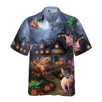 Scary Pigs Can Fly Hawaiian Shirt - Perfect Gift For Lover, Friend, Family