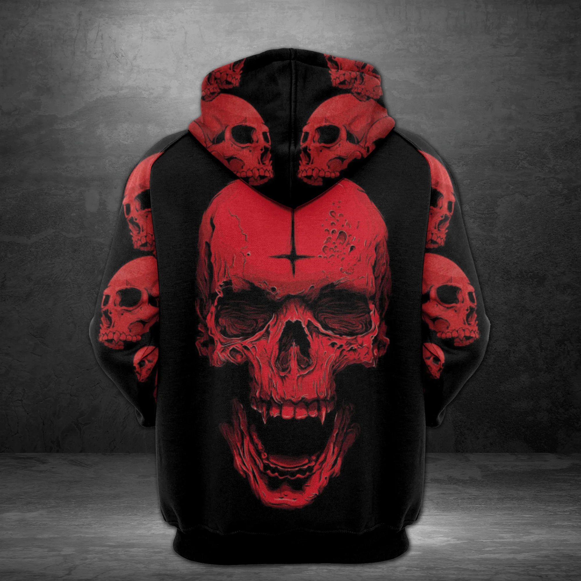 Scary Red Skull Pullover Premium Hoodie , Perfect Outfit For Men And Women On Christmas New Year Autumn Winter - Image 3