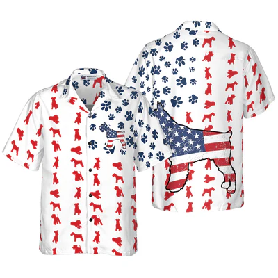 Schnauzer American Flag Hawaiian Shirt, Schnauzer Aloha Shirt For Men - Perfect Gift For Schnauzer Lovers, Husband, Boyfriend, Friend, Family