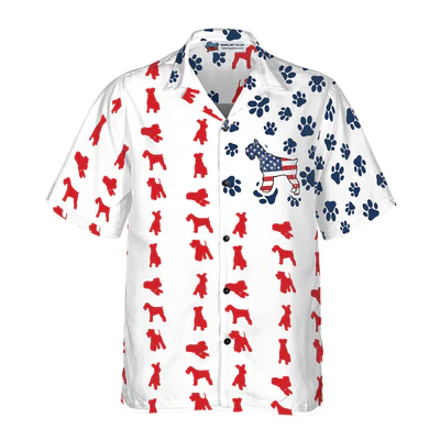 Schnauzer American Flag Hawaiian Shirt, Schnauzer Aloha Shirt For Men - Perfect Gift For Schnauzer Lovers, Husband, Boyfriend, Friend, Family - Image 2
