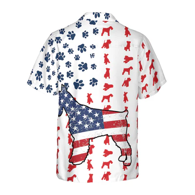 Schnauzer American Flag Hawaiian Shirt, Schnauzer Aloha Shirt For Men - Perfect Gift For Schnauzer Lovers, Husband, Boyfriend, Friend, Family - Image 3